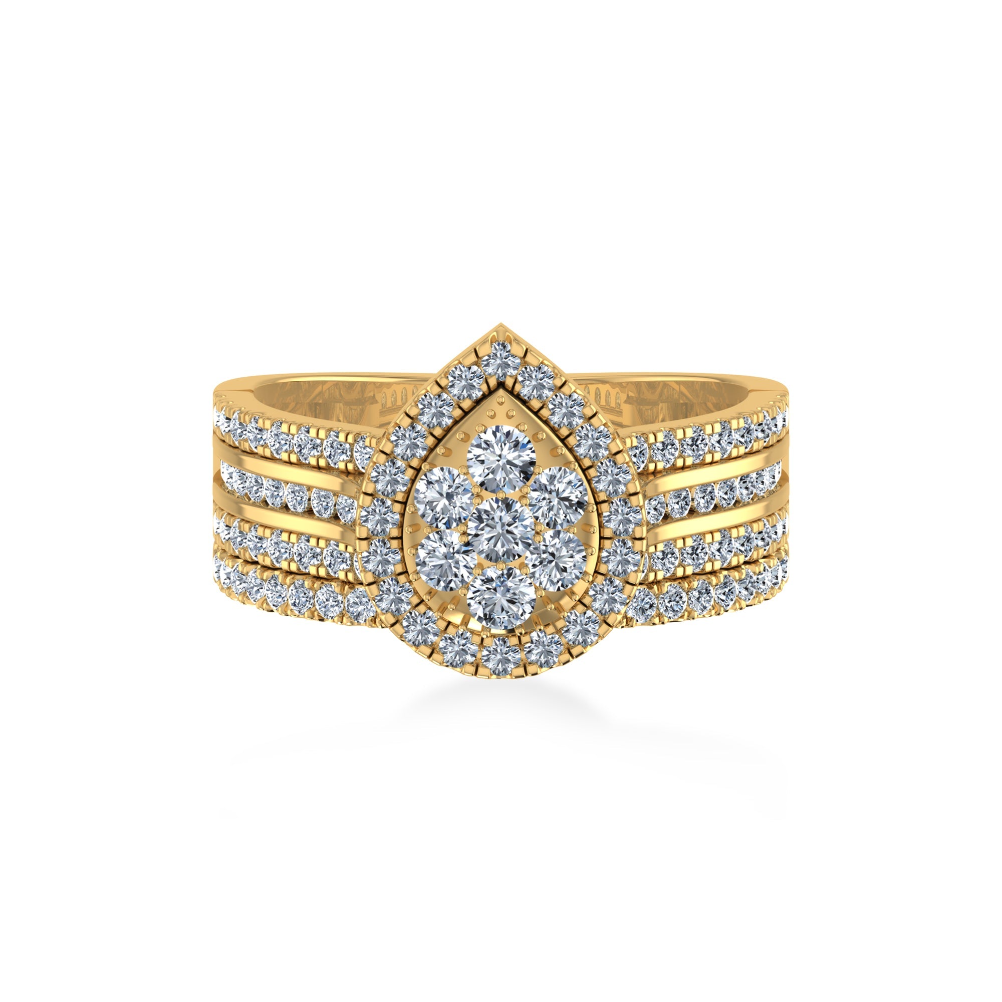 Pear-Shape Floral Cluster Lab-Grown Diamond Ring