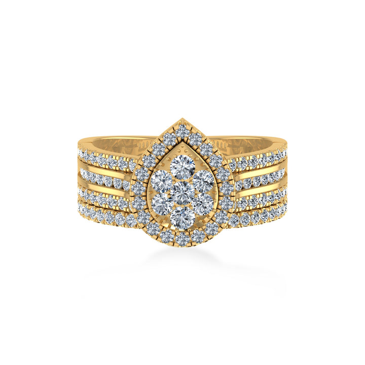 Pear-Shape Floral Cluster Lab-Grown Diamond Ring