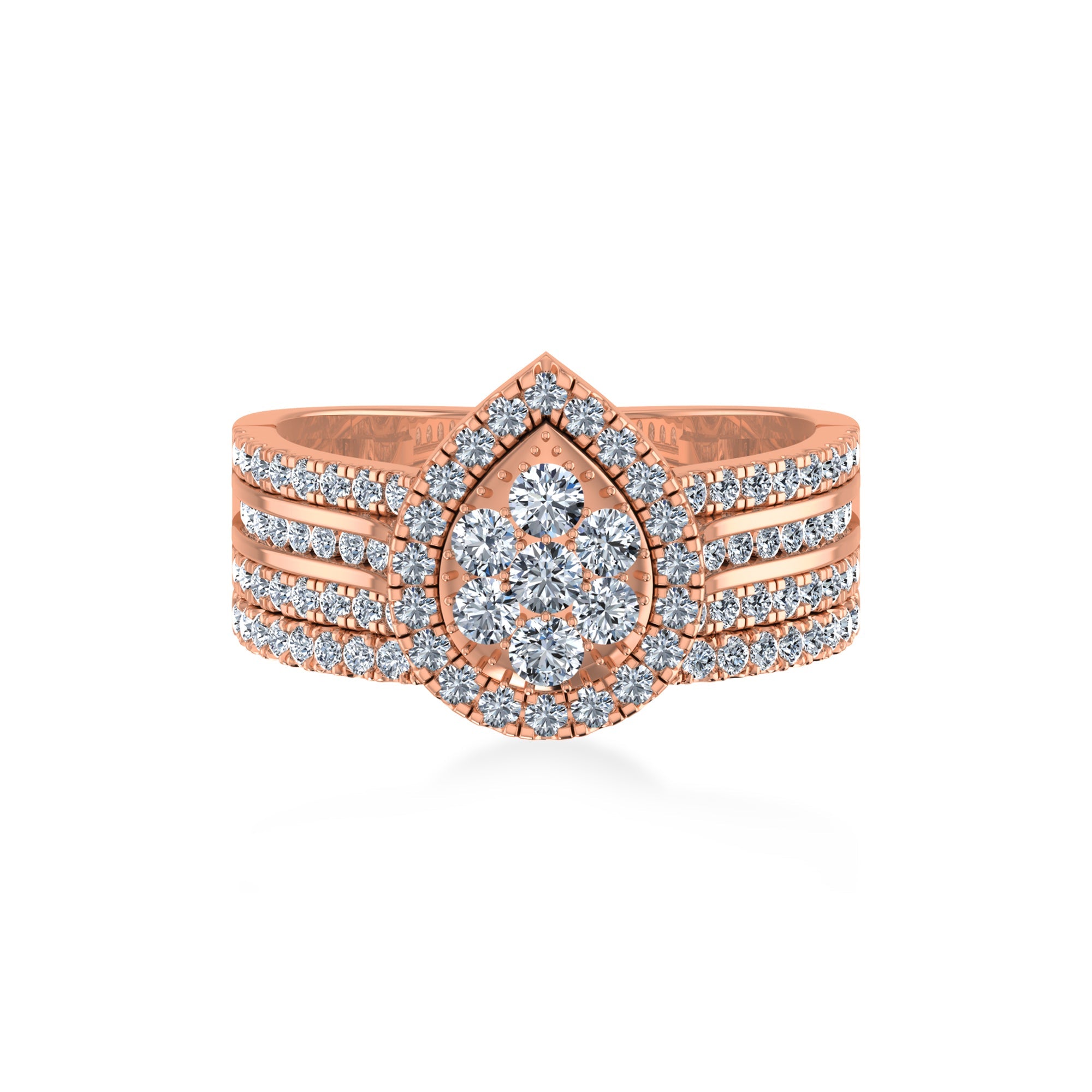 Pear-Shape Floral Cluster Lab-Grown Diamond Ring 4