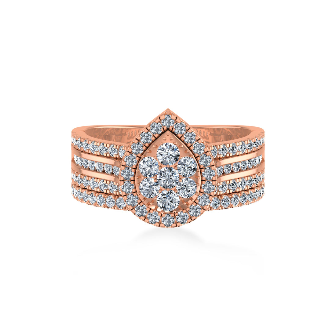 Pear-Shape Floral Cluster Lab-Grown Diamond Ring 4