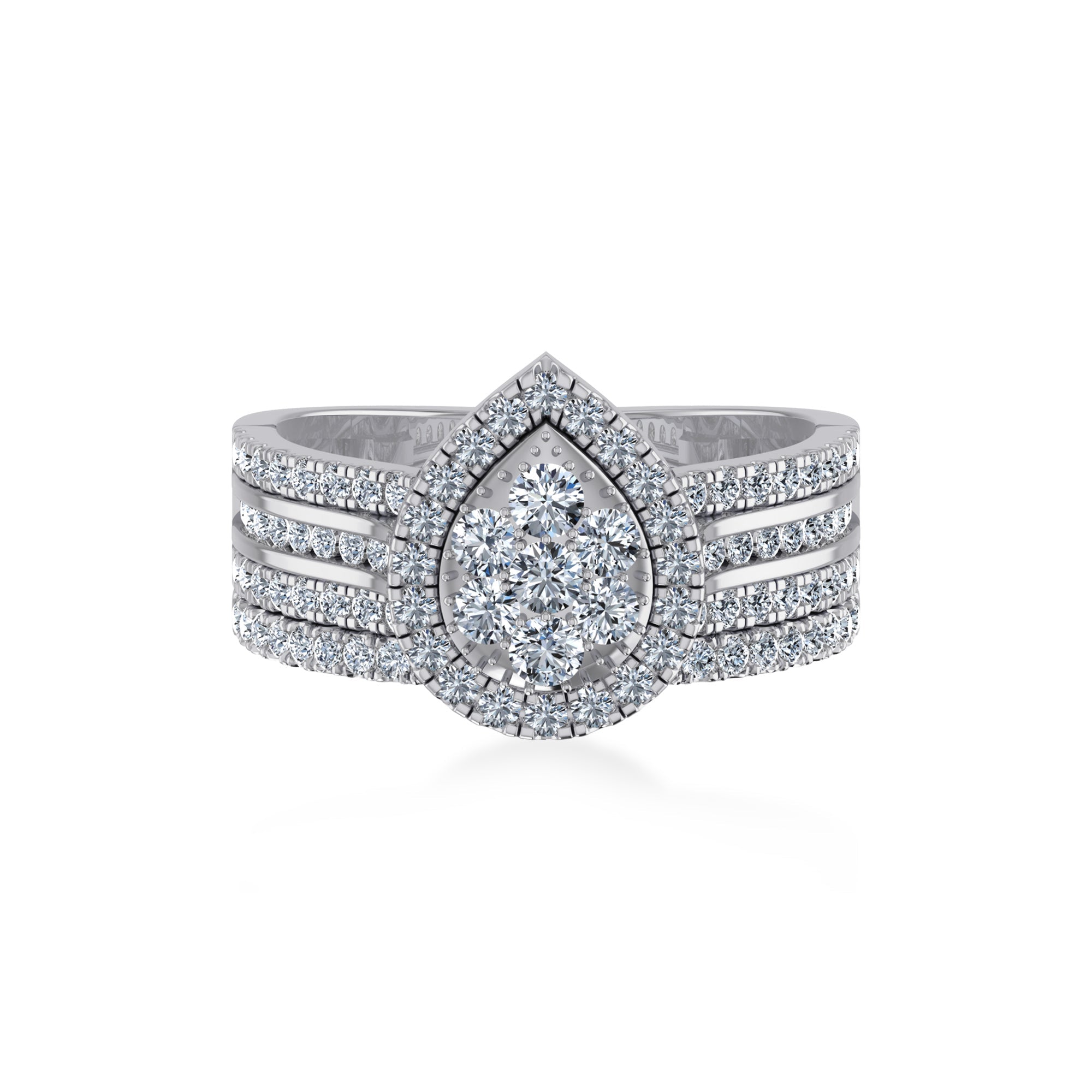 Pear-Shape Floral Cluster Lab-Grown Diamond Ring 7