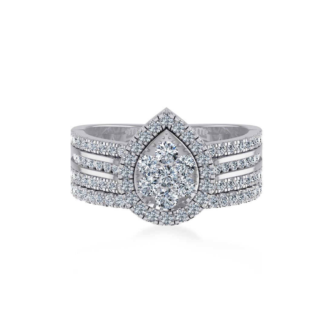 Pear-Shape Floral Cluster Lab-Grown Diamond Ring 7