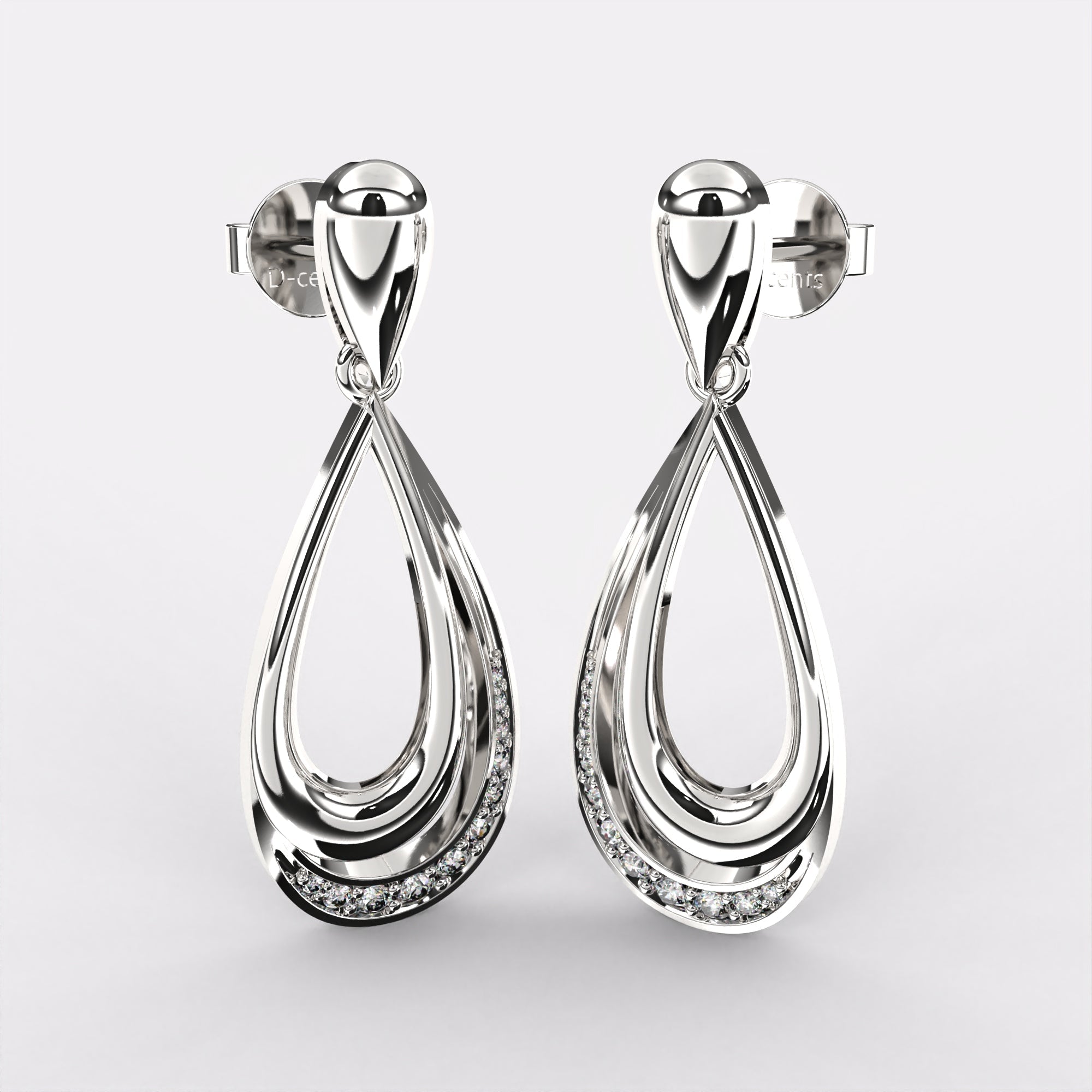 Pear Drop Diamond Earrings in 925 Silver