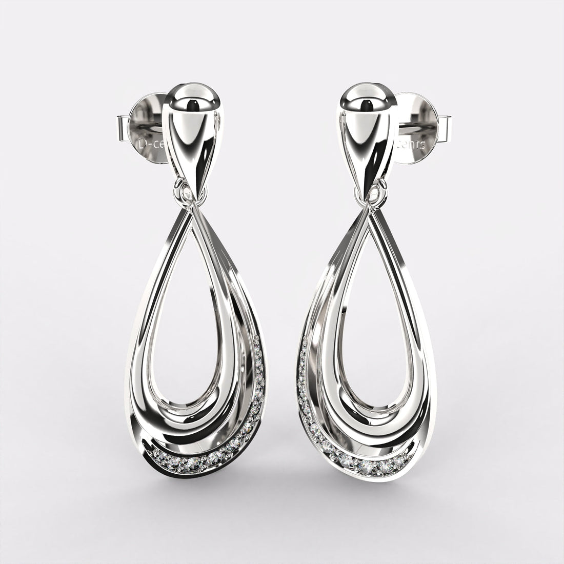 Pear Drop Diamond Earrings in 925 Silver