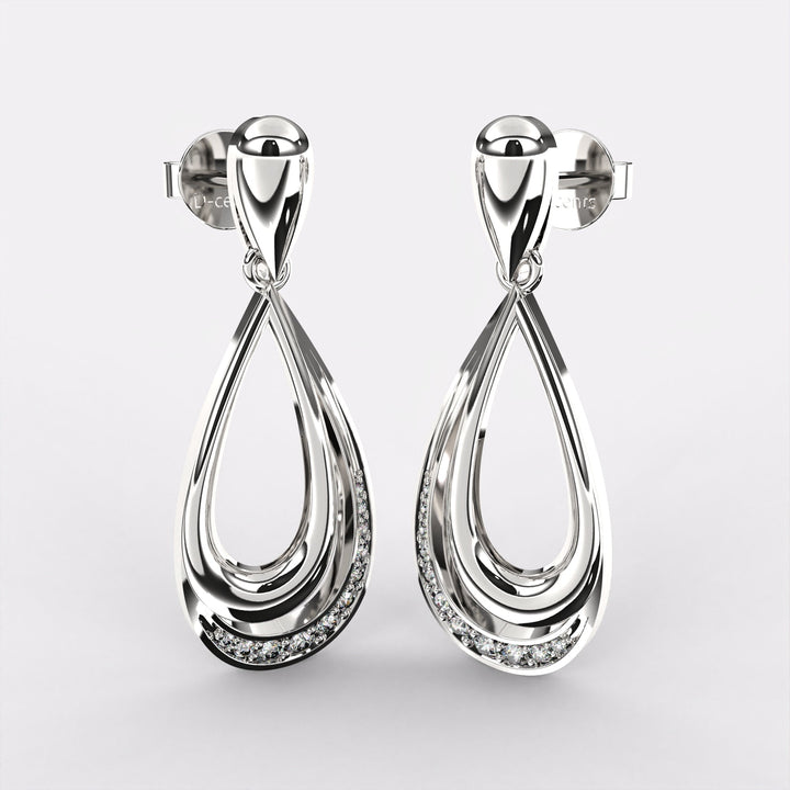 Pear Drop Diamond Earrings in 925 Silver