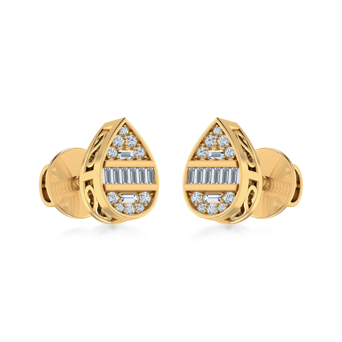 Pear Lab Grown Diamond Halo Stud Earrings 2