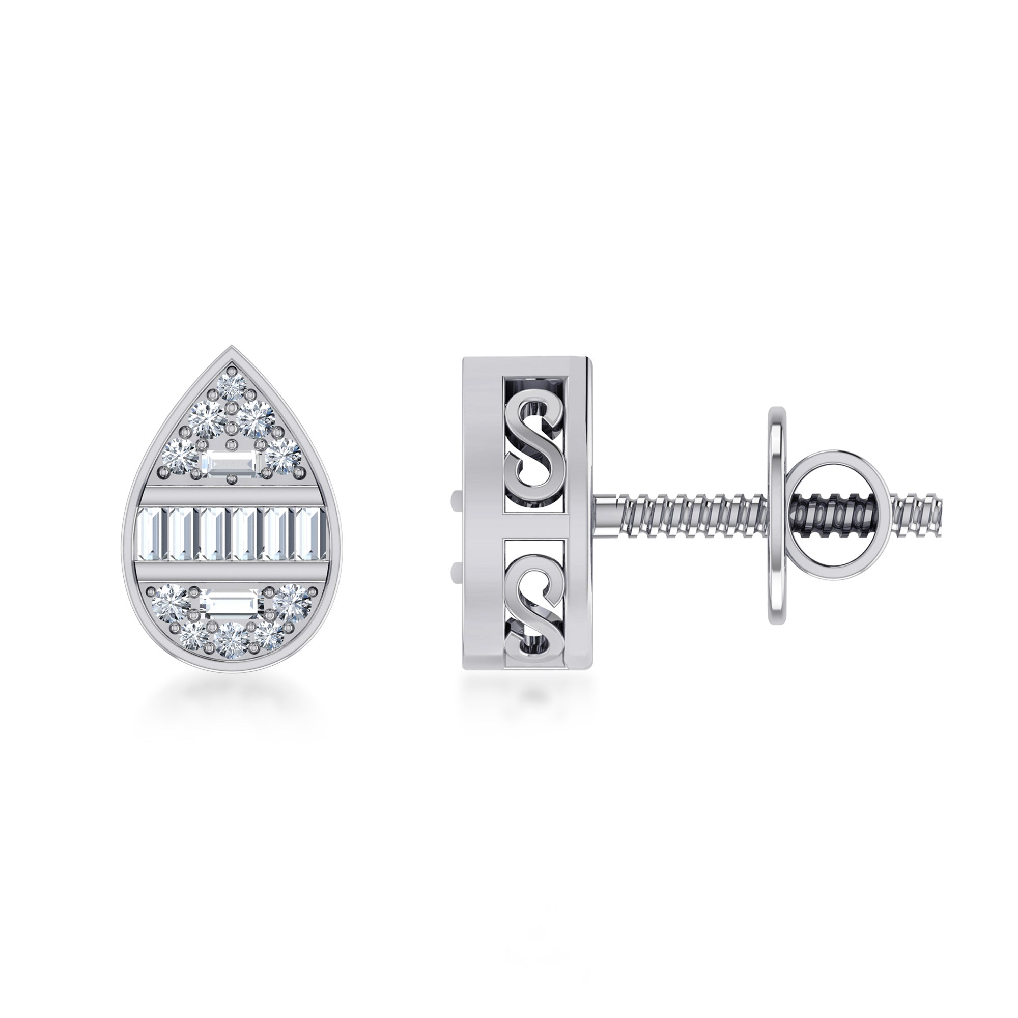 Pear Lab Grown Diamond Halo Stud Earrings 5