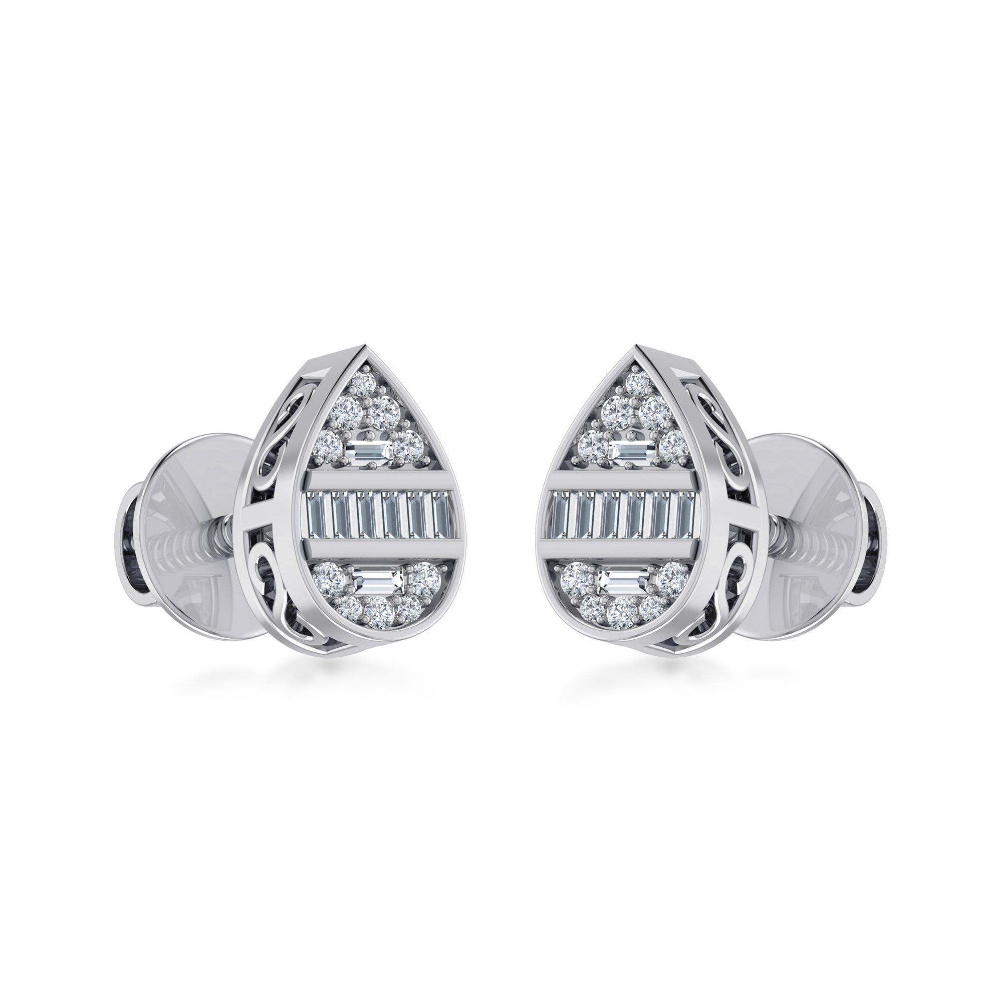 Pear Lab Grown Diamond Halo Stud Earrings 6