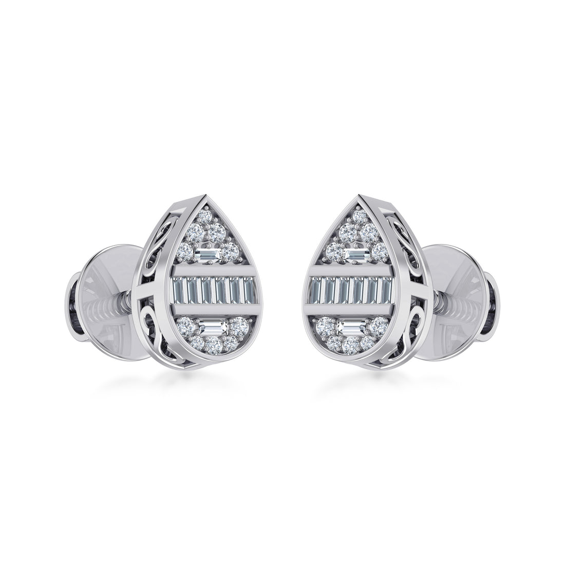 Pear Lab Grown Diamond Halo Stud Earrings 6
