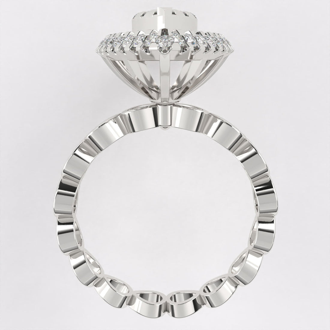 Pear Shape  Gold Diamond Ring in 925 Silver