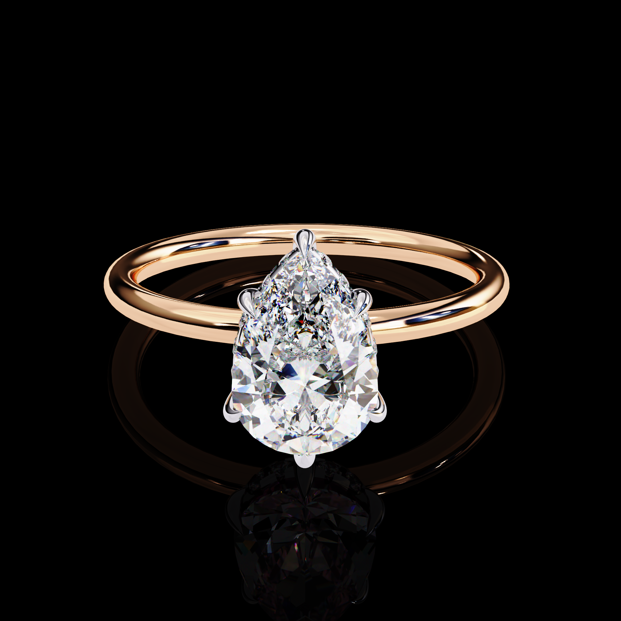 Pear Solitarie Halo Diamond Ring3
