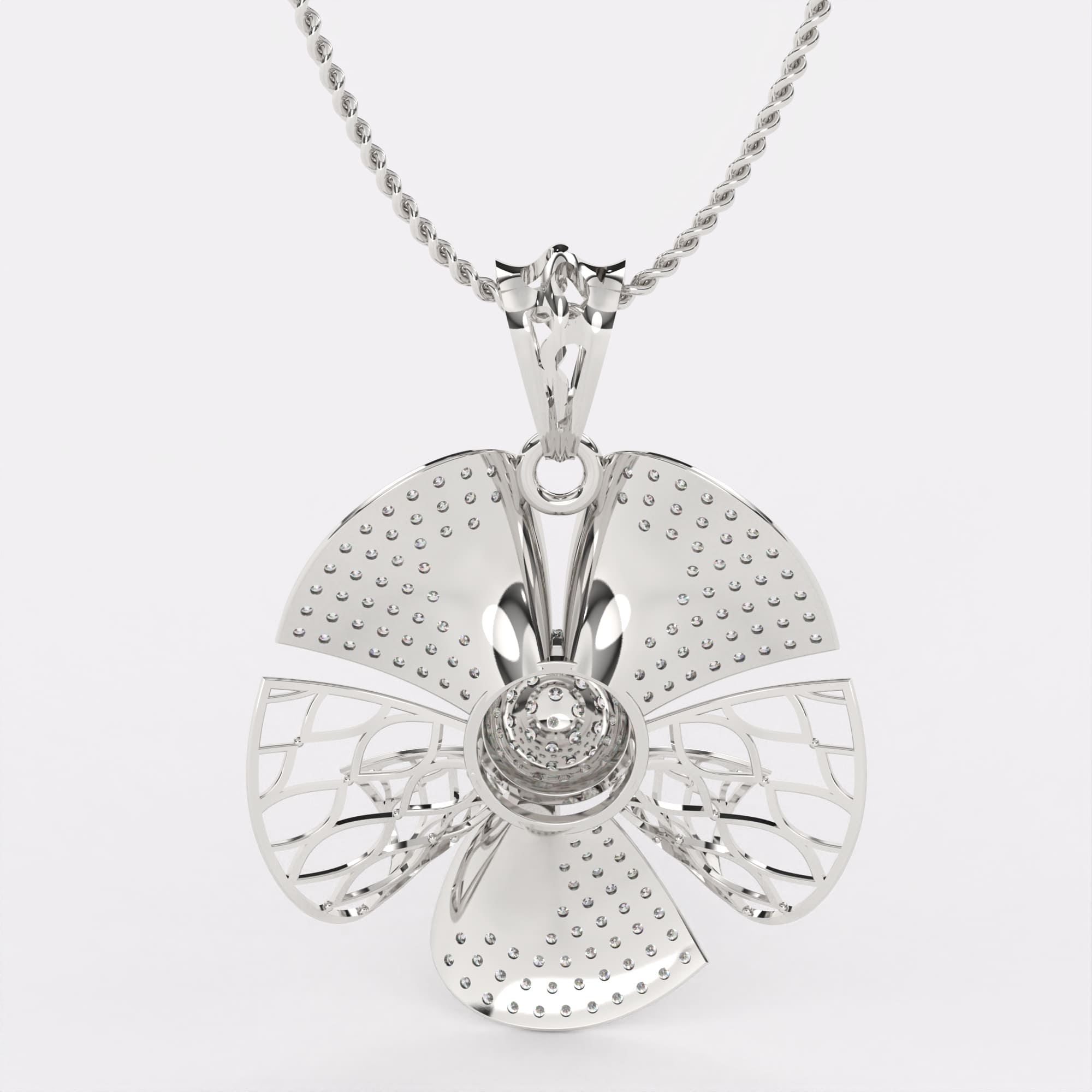 Petal Elegance Diamond Pendant In 925 Silver