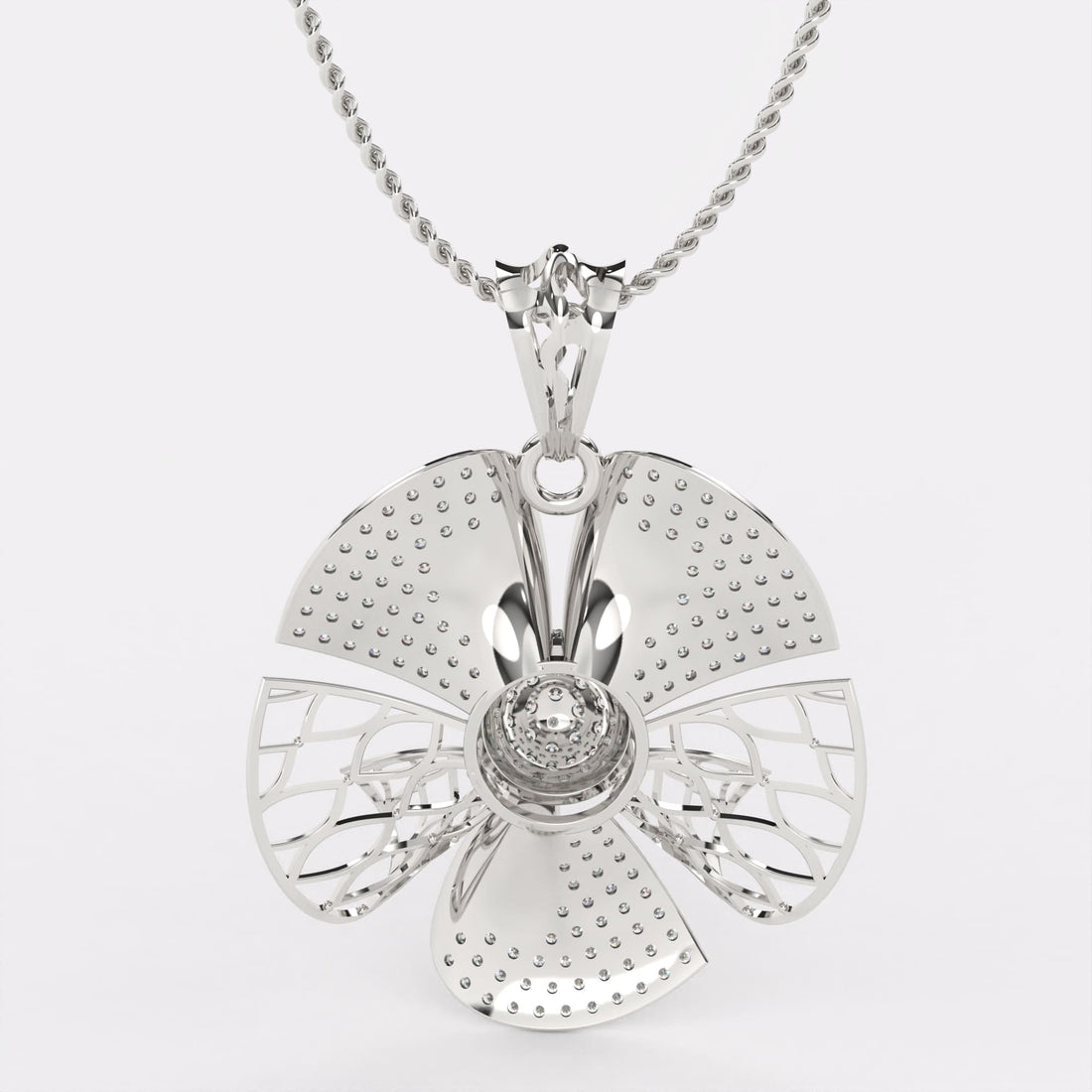 Petal Elegance Diamond Pendant In 925 Silver