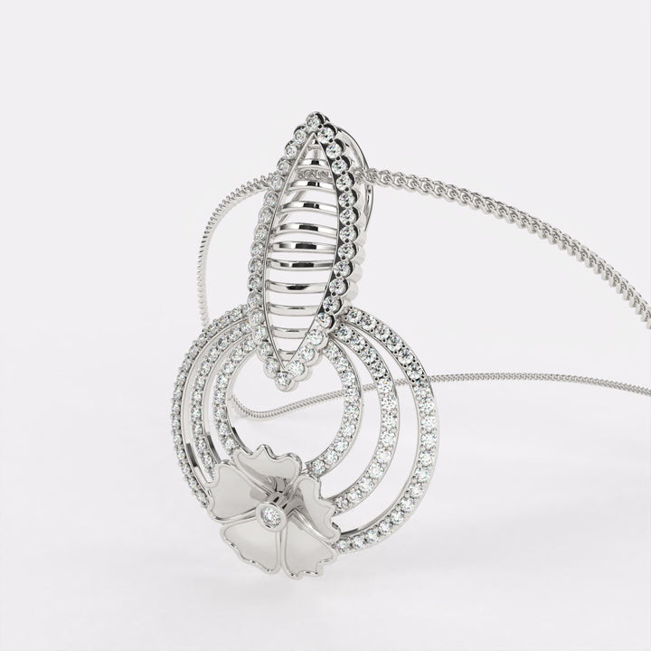 Petal Radiance Diamond Pendant In 925 Silver