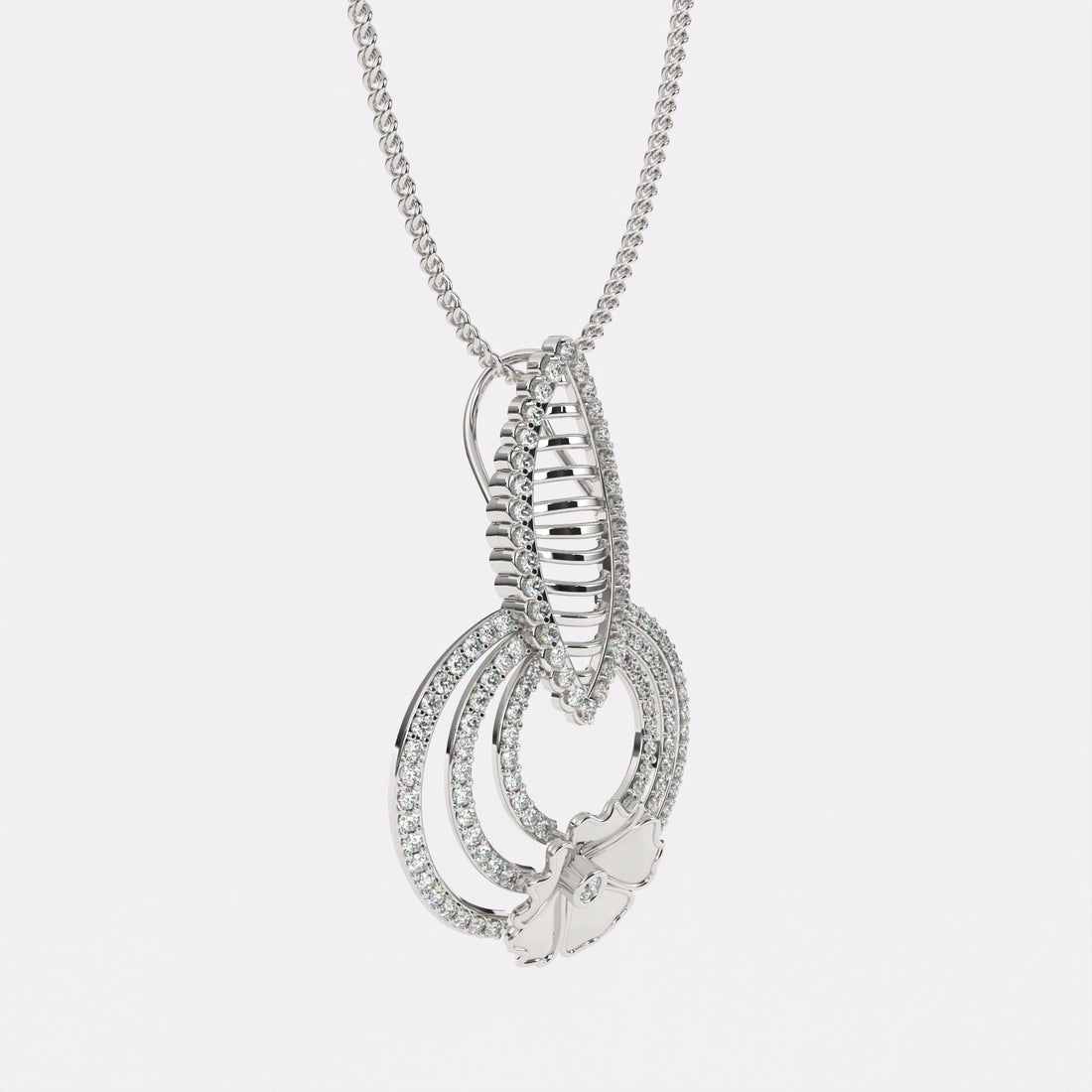 Petal Radiance Diamond Pendant In 925 Silver