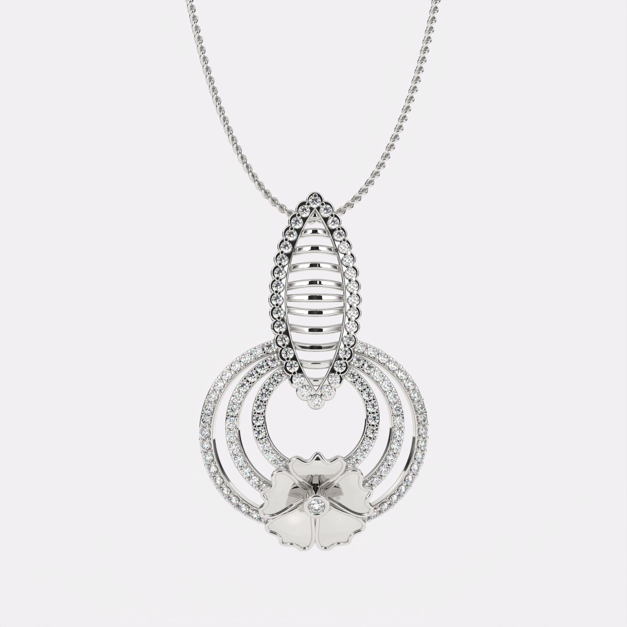 Petal Radiance Diamond Pendant In 925 Silver