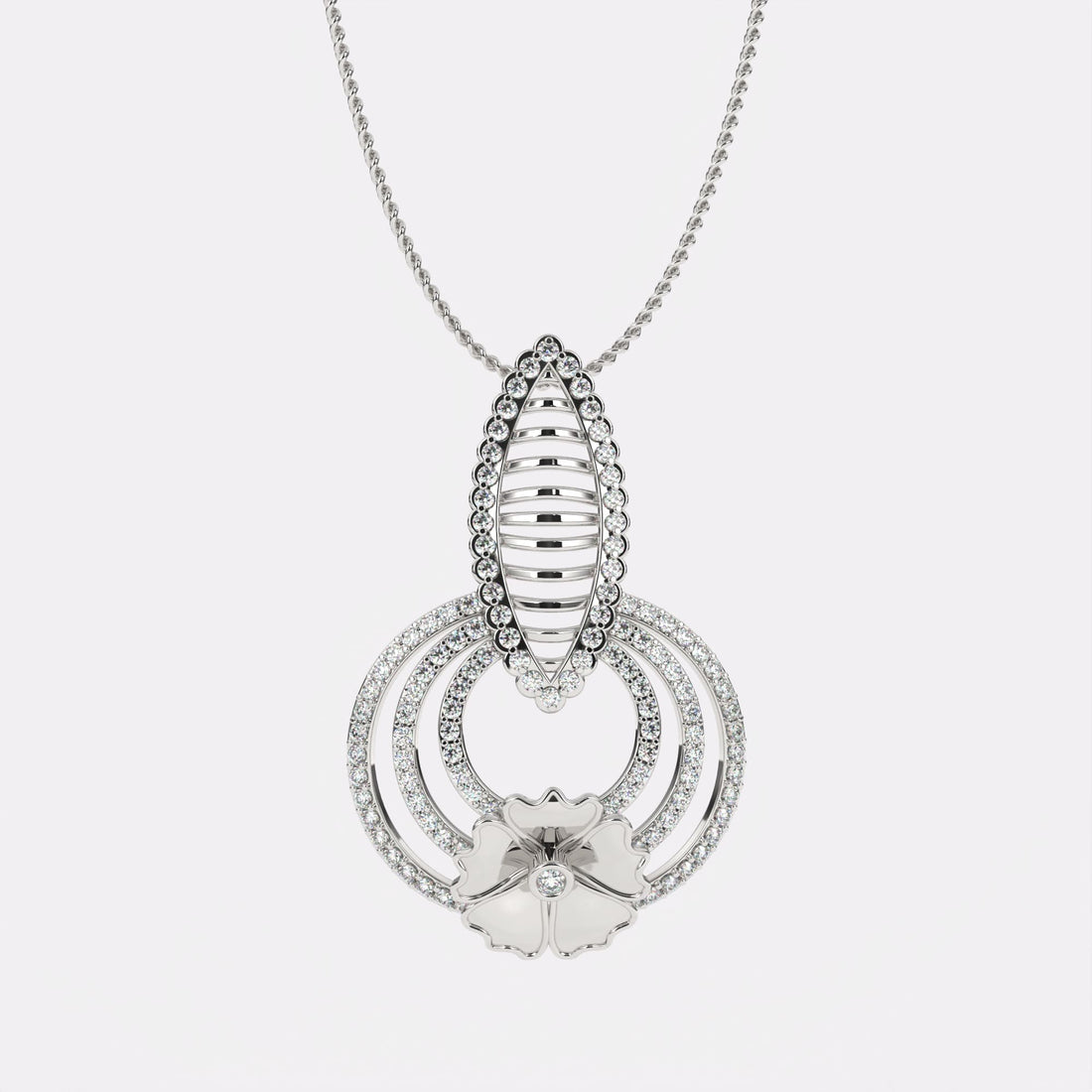 Petal Radiance Diamond Pendant In 925 Silver