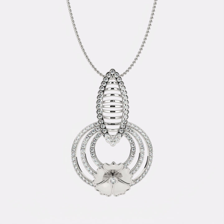 Petal Radiance Diamond Pendant In 925 Silver