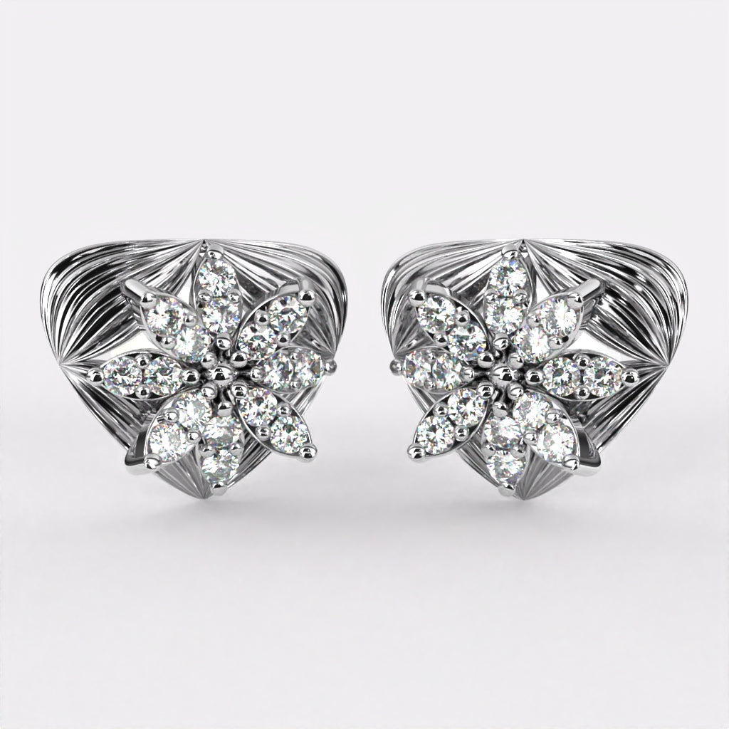 Petite Petals Diamond Stud Earrings In 925 Silver