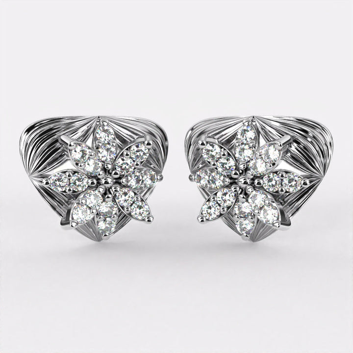 Petite Petals Diamond Stud Earrings In 925 Silver