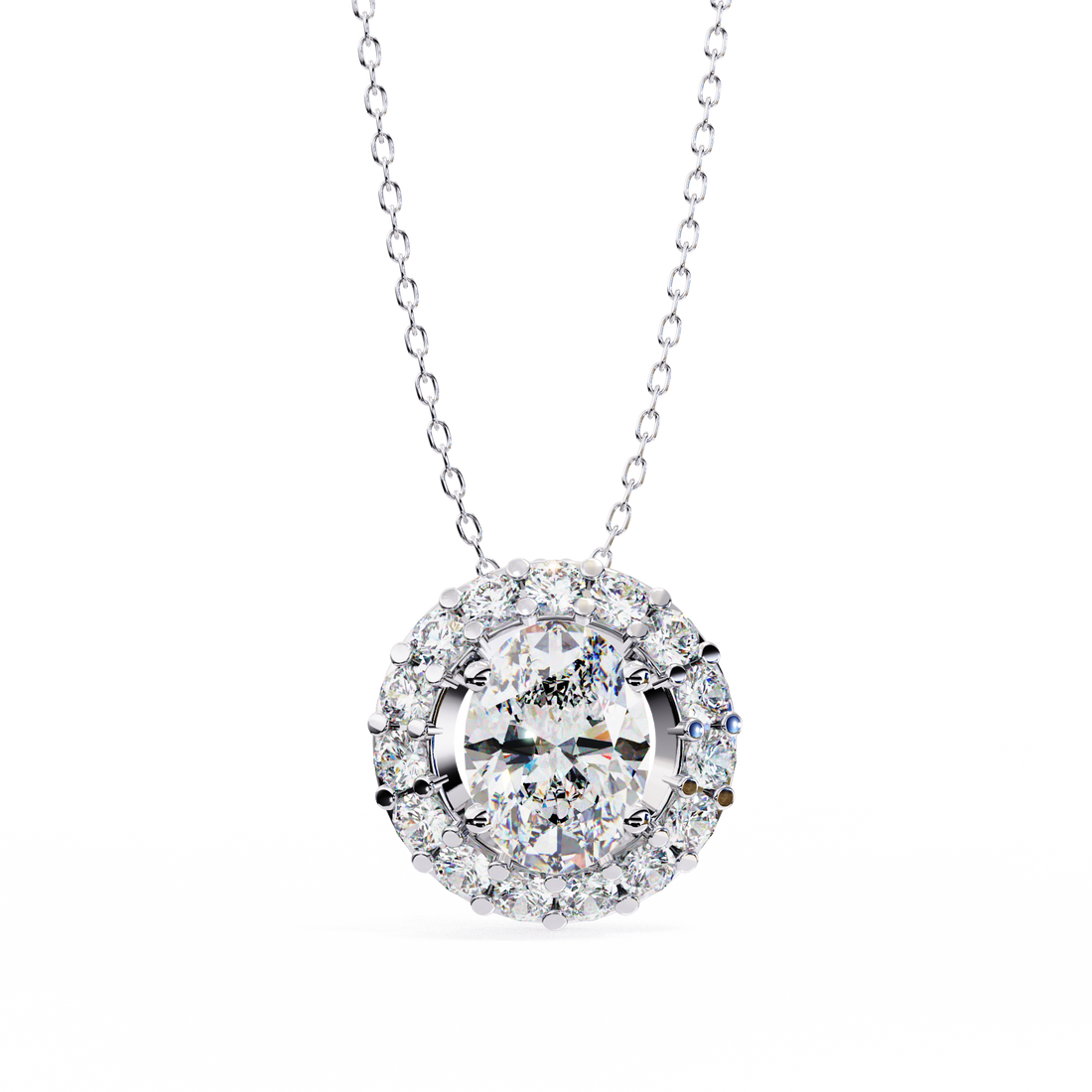 Pretty Oval Diamond Pendant