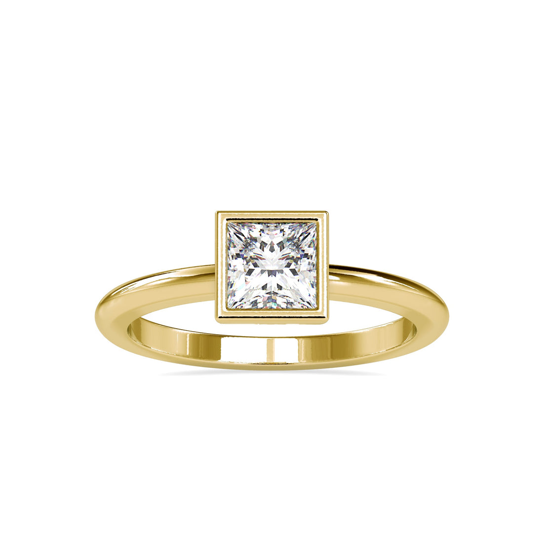 Princess cut Solitaire Diamond Ring in Bezel Setting