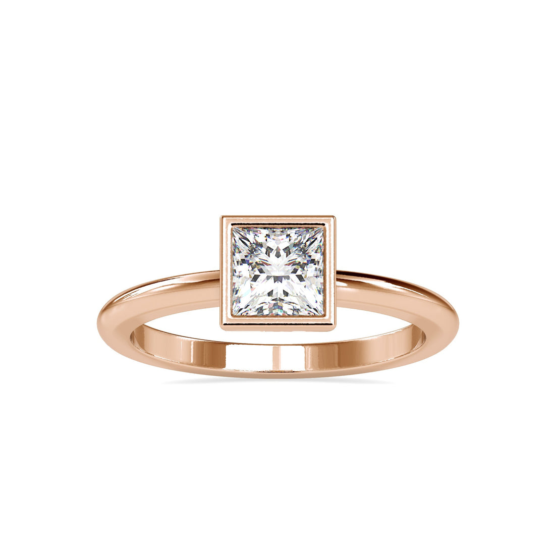 Princess cut Solitaire Diamond Ring in Bezel Setting 2