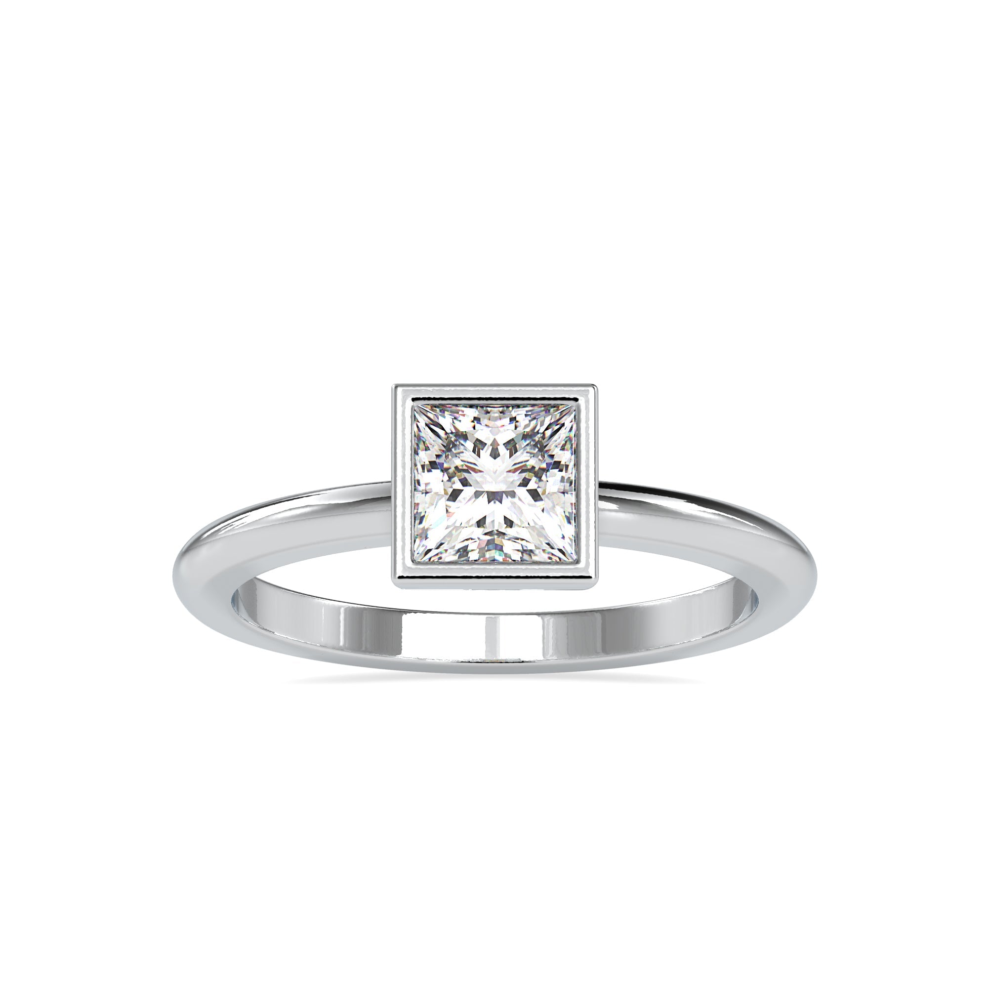 Princess cut Solitaire Diamond Ring in Bezel Setting 4