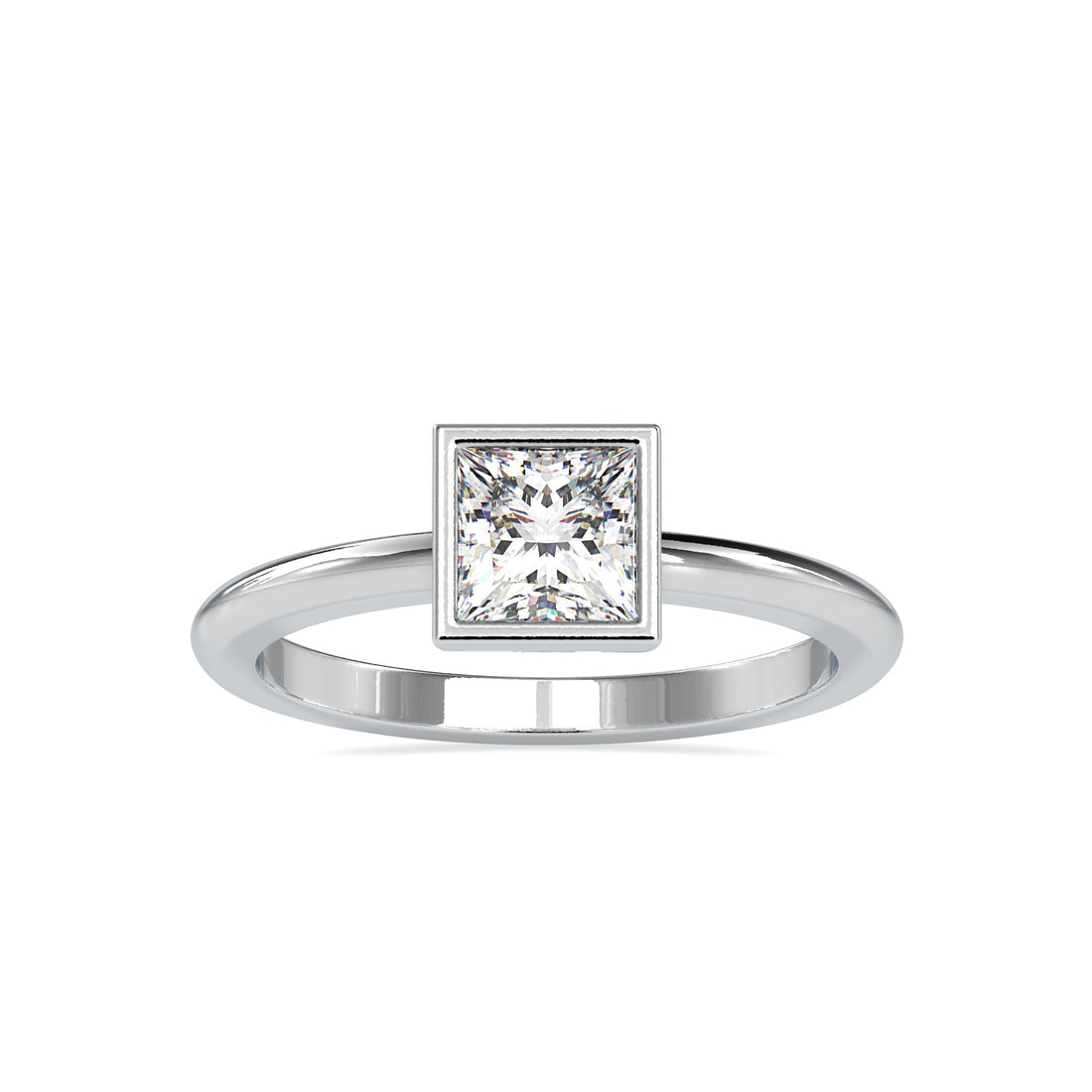 Princess cut Solitaire Diamond Ring in Bezel Setting 4
