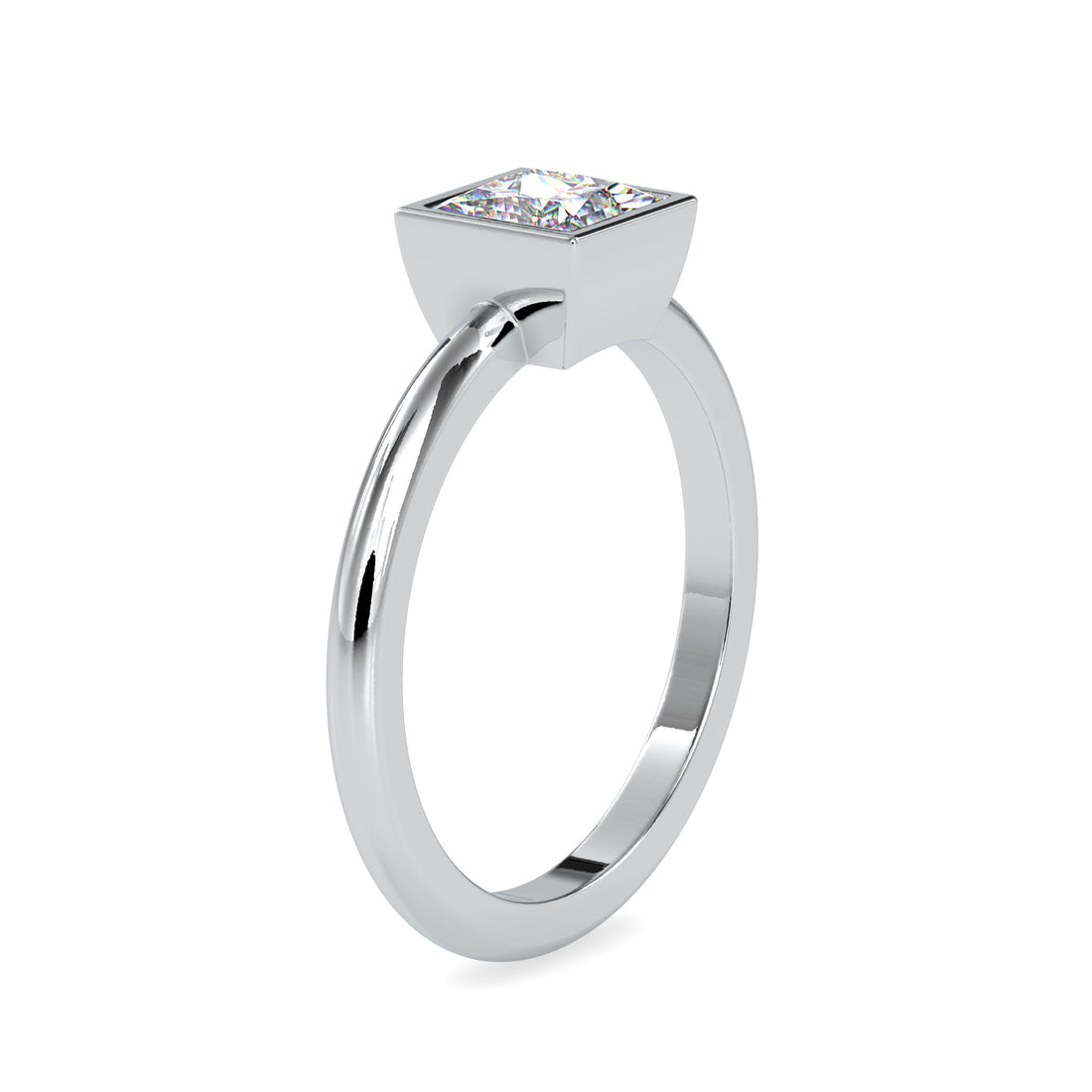Princess cut Solitaire Diamond Ring in Bezel Setting 5