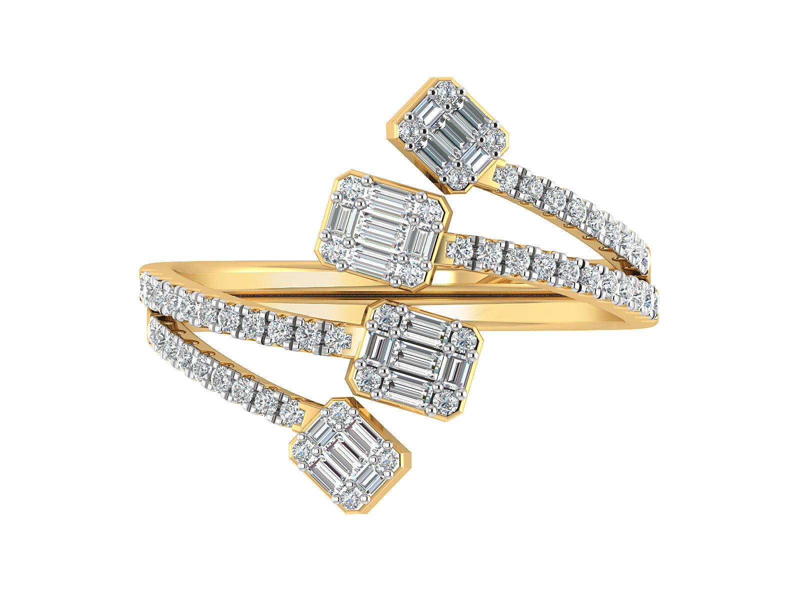 Quad Diamond Cluster Ring