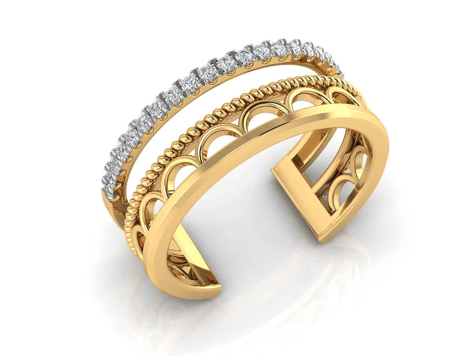 Modern Filigree Diamond Ring