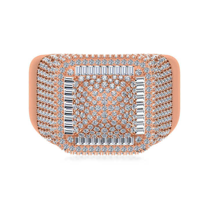 Royal Square Lab Grown Diamond Ring | Baguette & Round Cluster Luxury Design