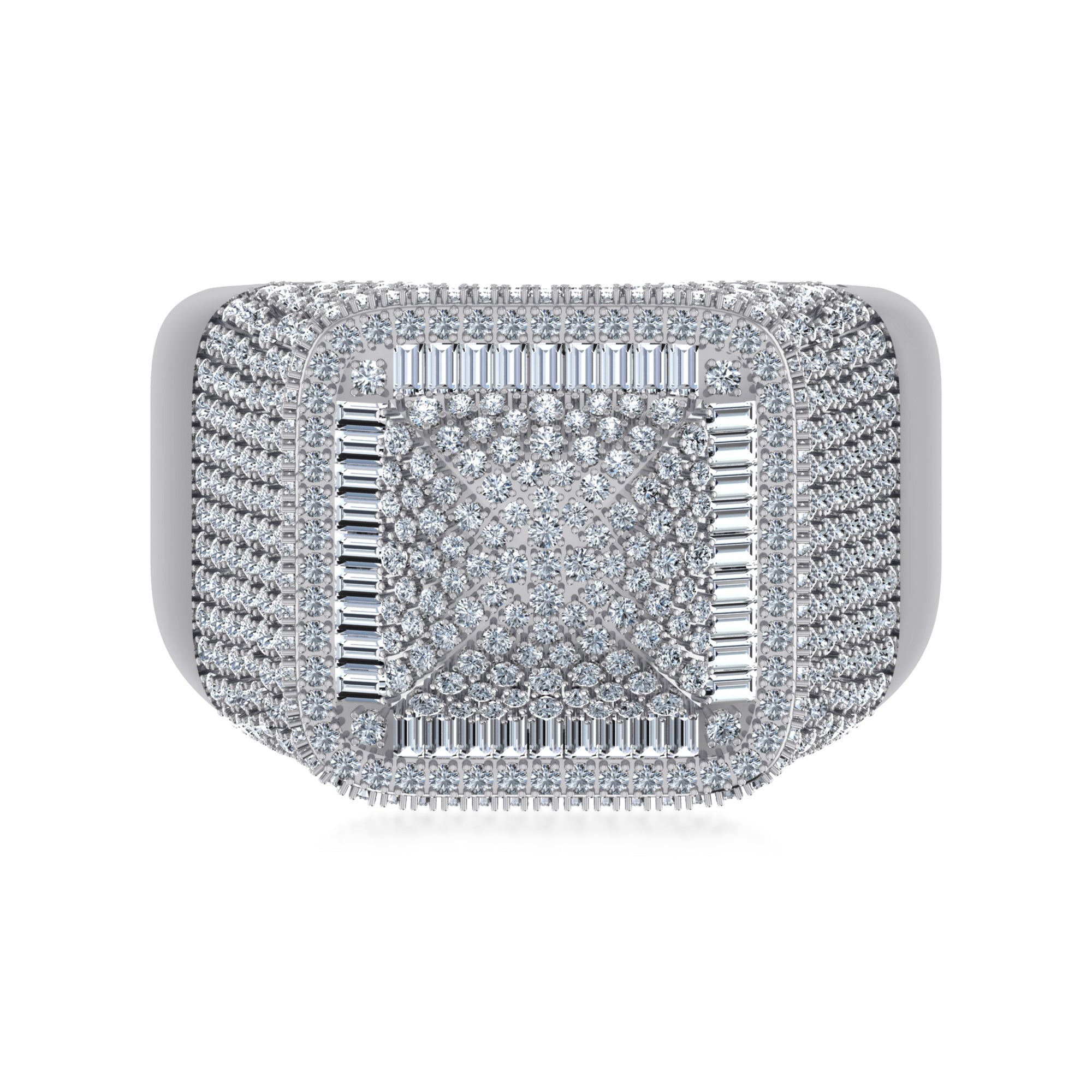 Royal Square Lab Grown Diamond Ring | Baguette & Round Cluster Luxury Design