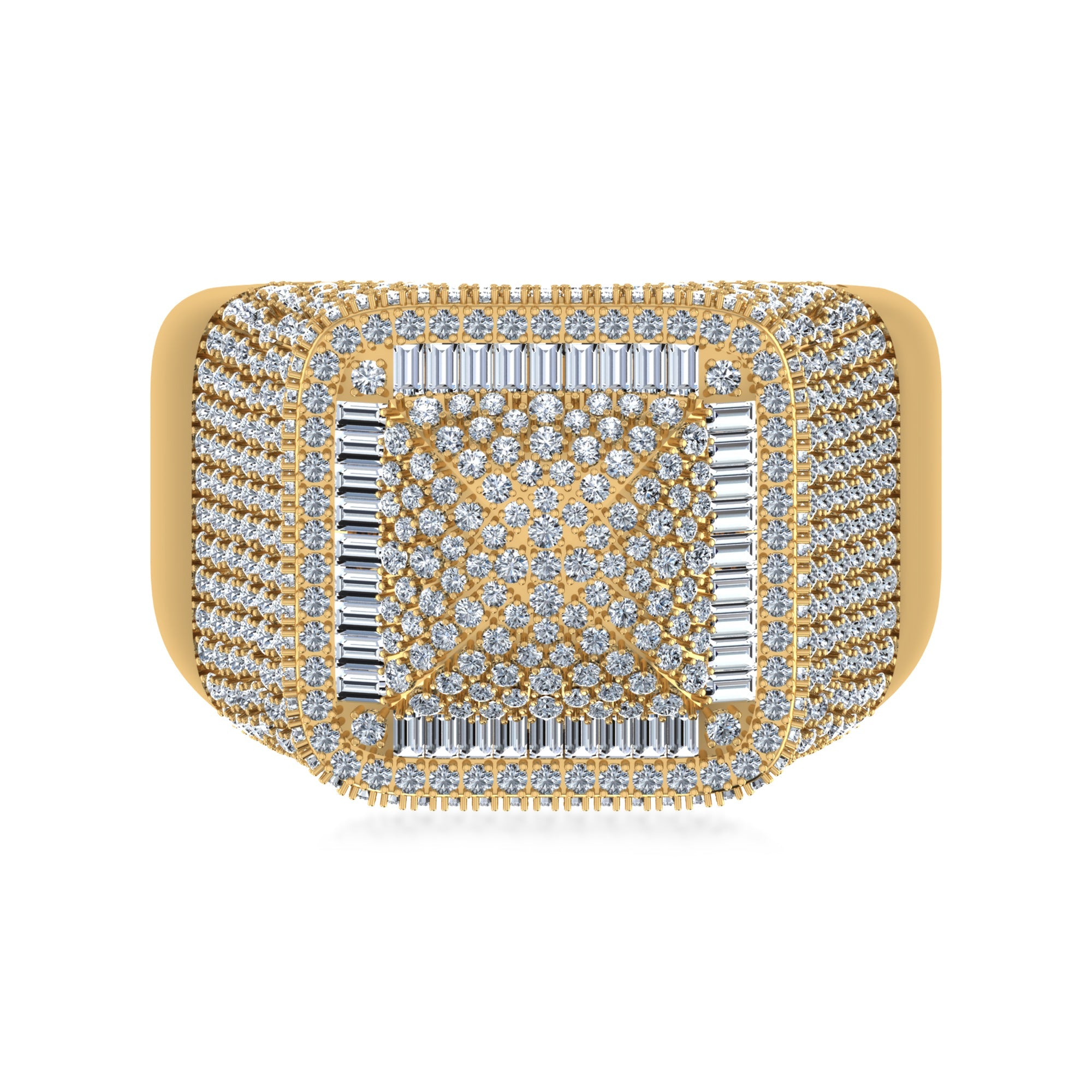Royal Square Lab Grown Diamond Ring | Baguette & Round Cluster Luxury Design