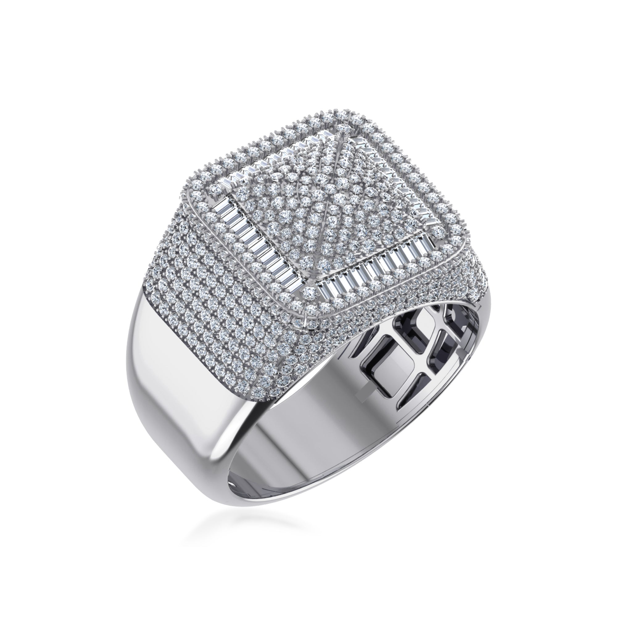 Royal Square Lab Grown Diamond Ring | Baguette & Round Cluster Luxury Design