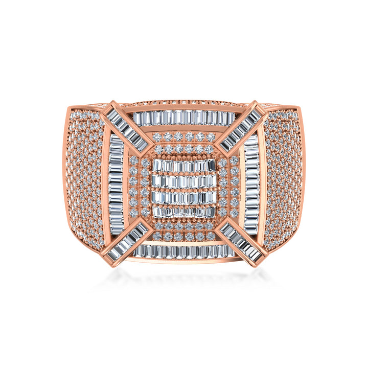 King’s Crown Lab Diamond Ring – Square Cluster in Gold