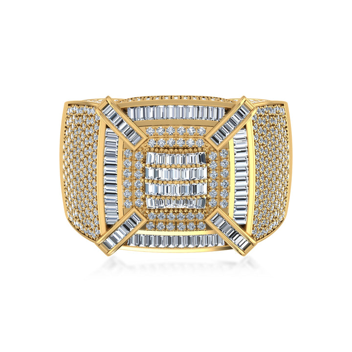 King’s Crown Lab Diamond Ring – Square Cluster in Gold