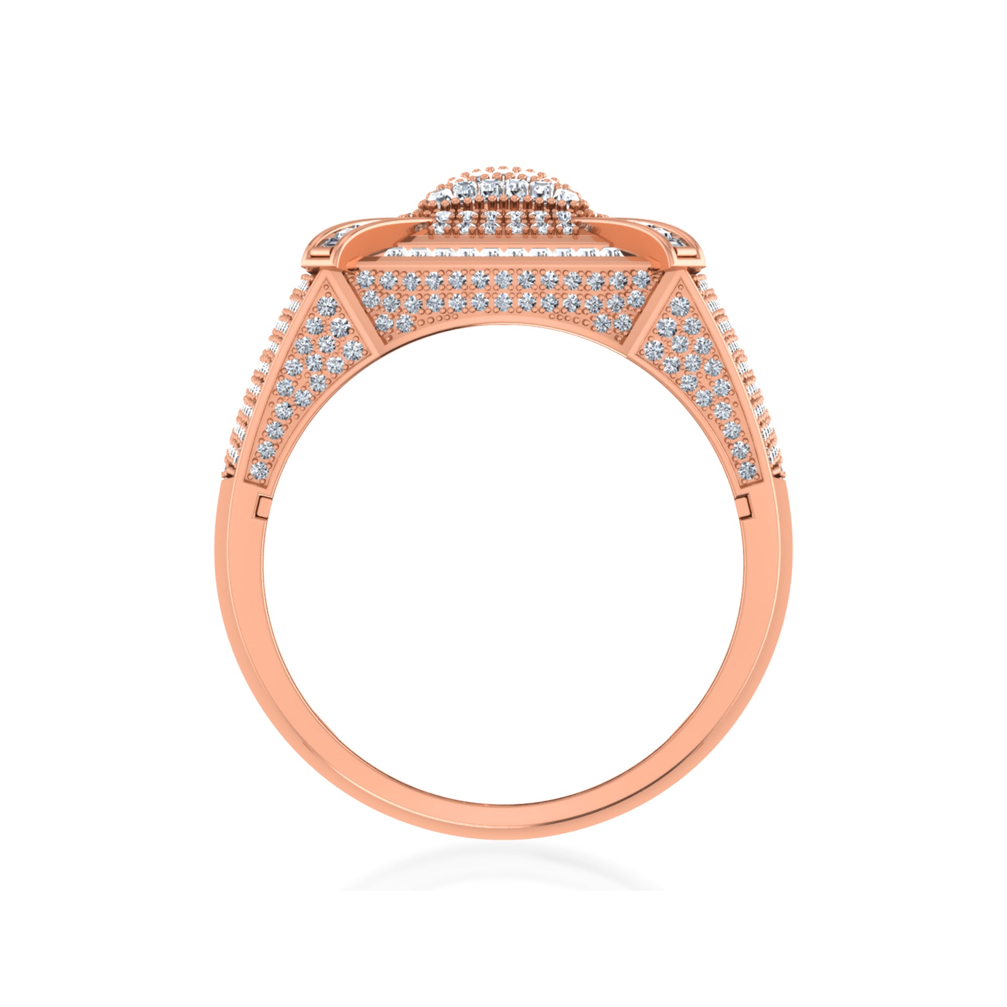 King’s Crown Lab Diamond Ring – Square Cluster in Gold