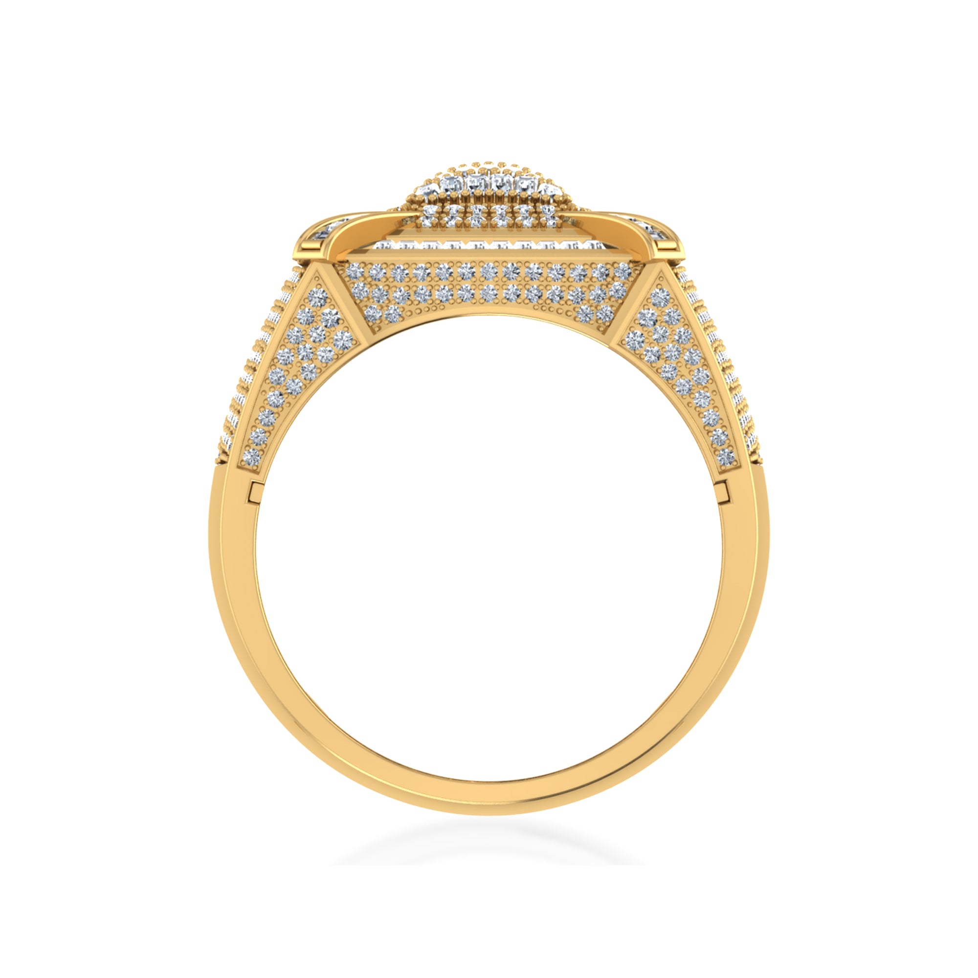 King’s Crown Lab Diamond Ring – Square Cluster in Gold