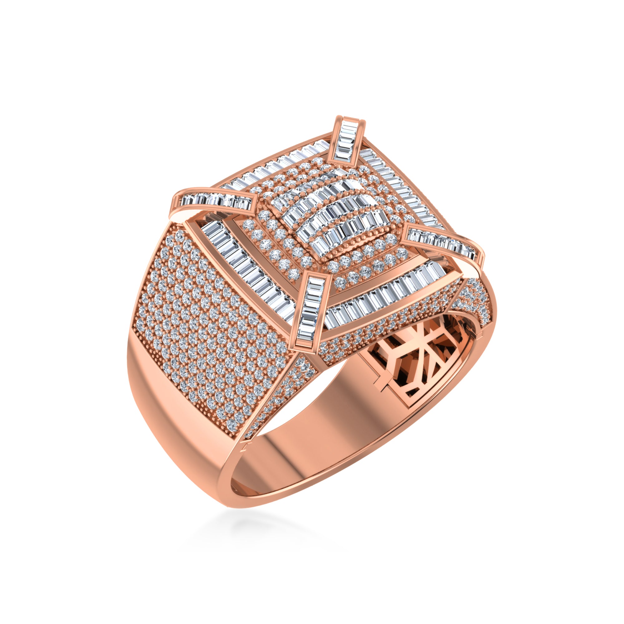 King’s Crown Lab Diamond Ring – Square Cluster in Gold