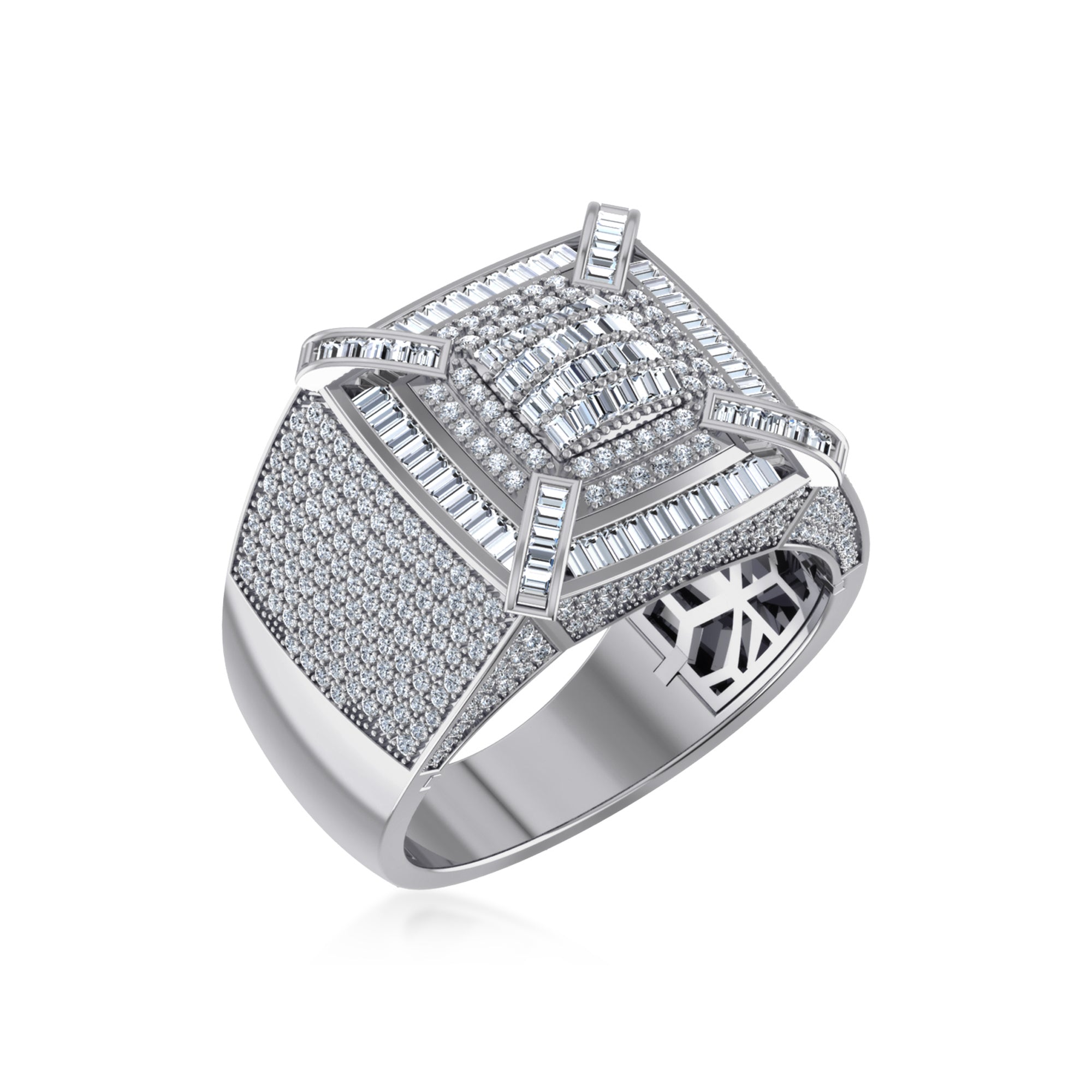 King’s Crown Lab Diamond Ring – Square Cluster in Gold