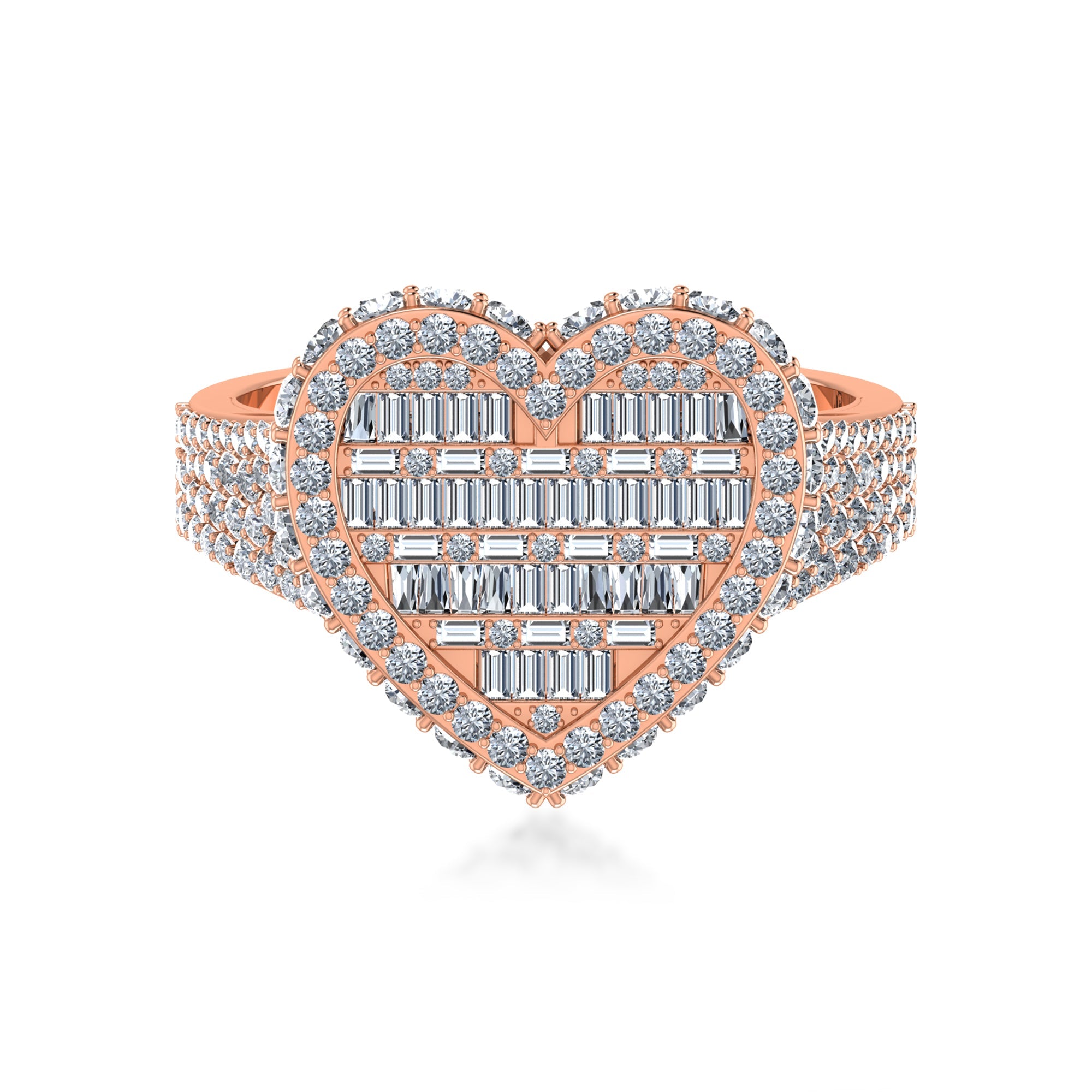 Heart Shape Lab Grown Diamond Ring| Baguette & Round Cluster Design