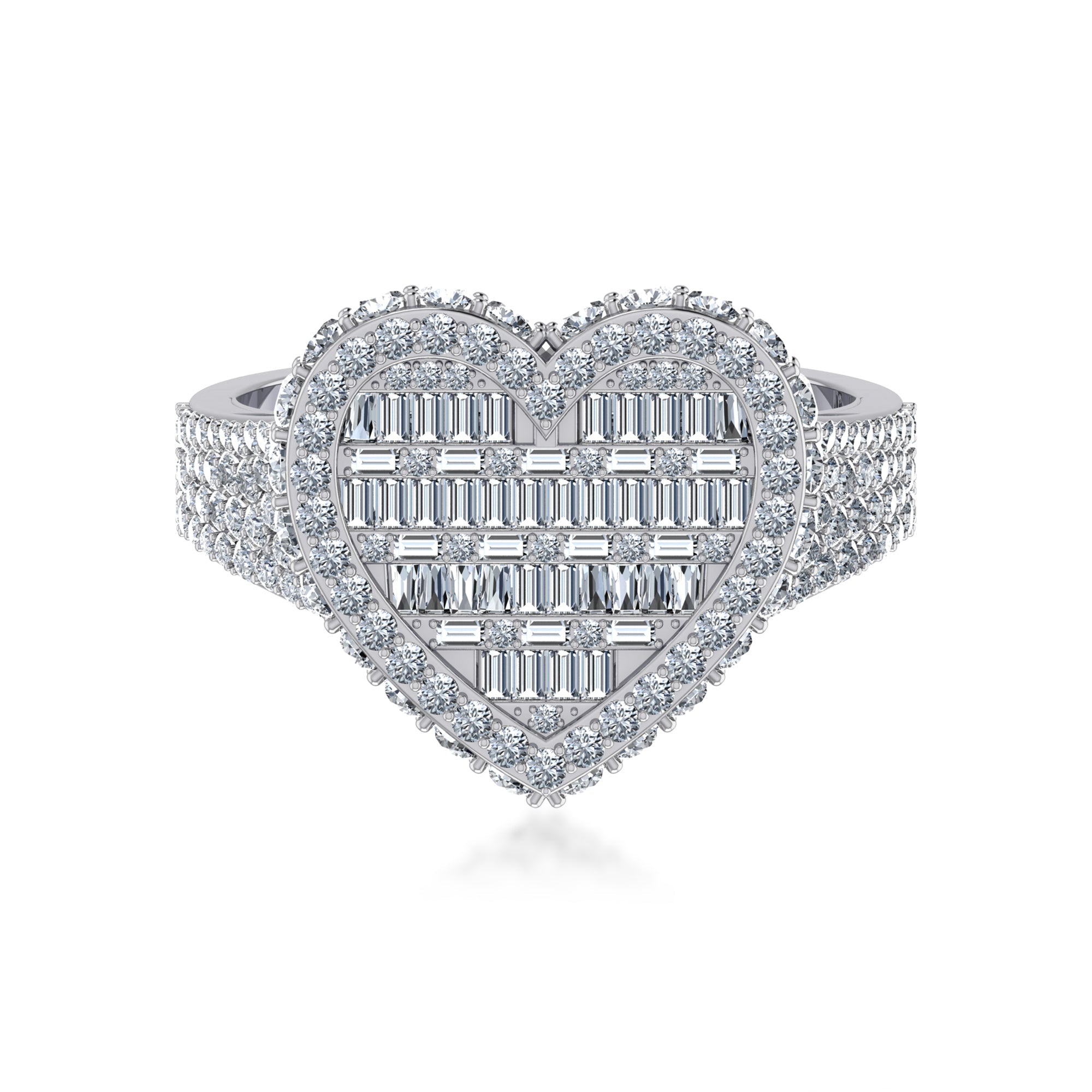 Heart Shape Lab Grown Diamond Ring| Baguette & Round Cluster Design