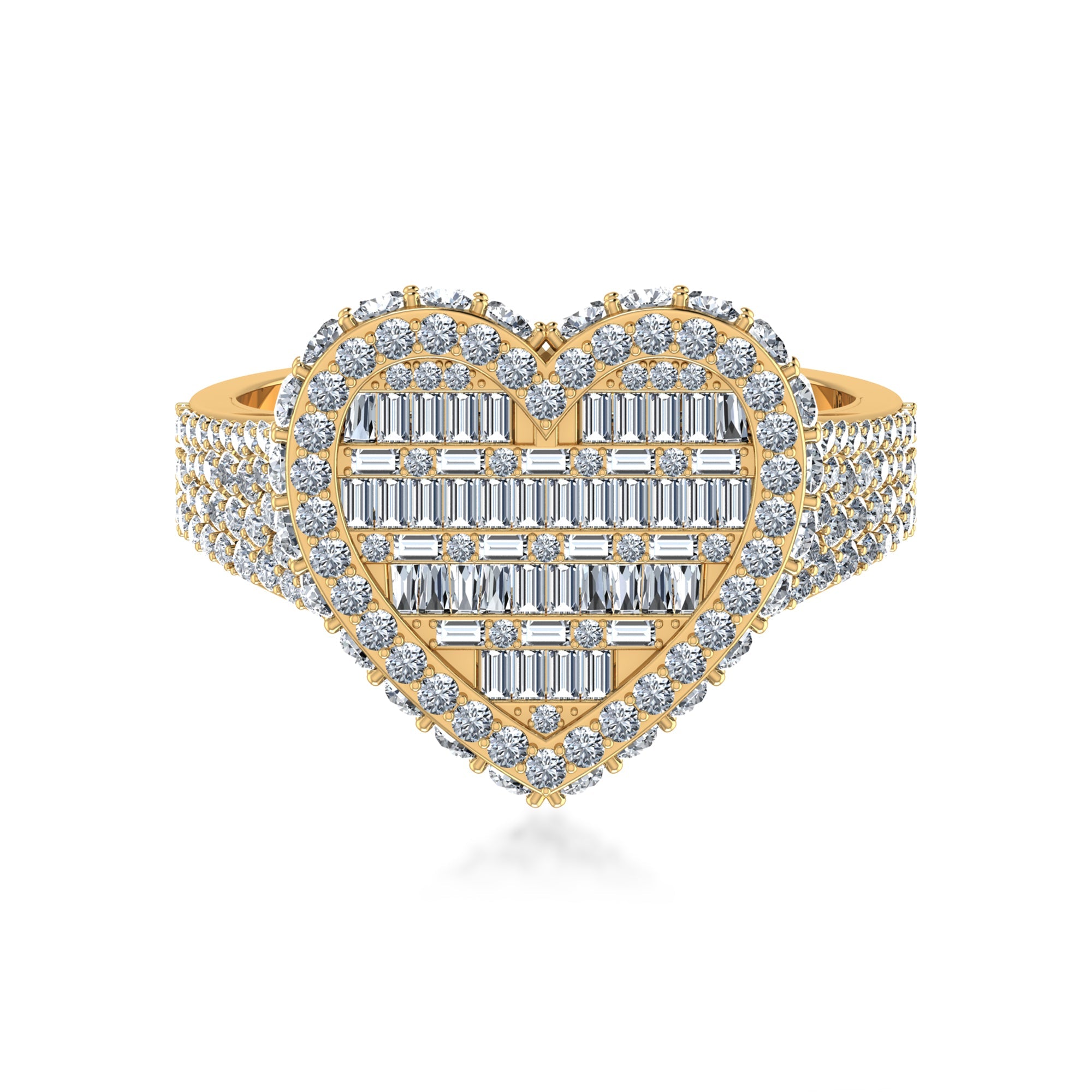 Heart Shape Lab Grown Diamond Ring| Baguette & Round Cluster Design
