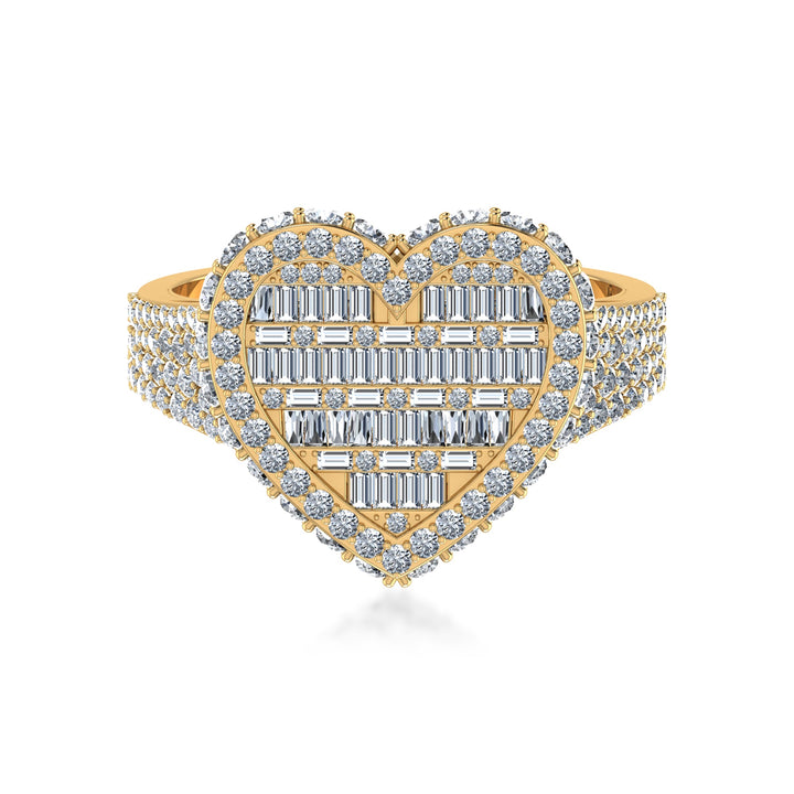 Heart Shape Lab Grown Diamond Ring| Baguette & Round Cluster Design