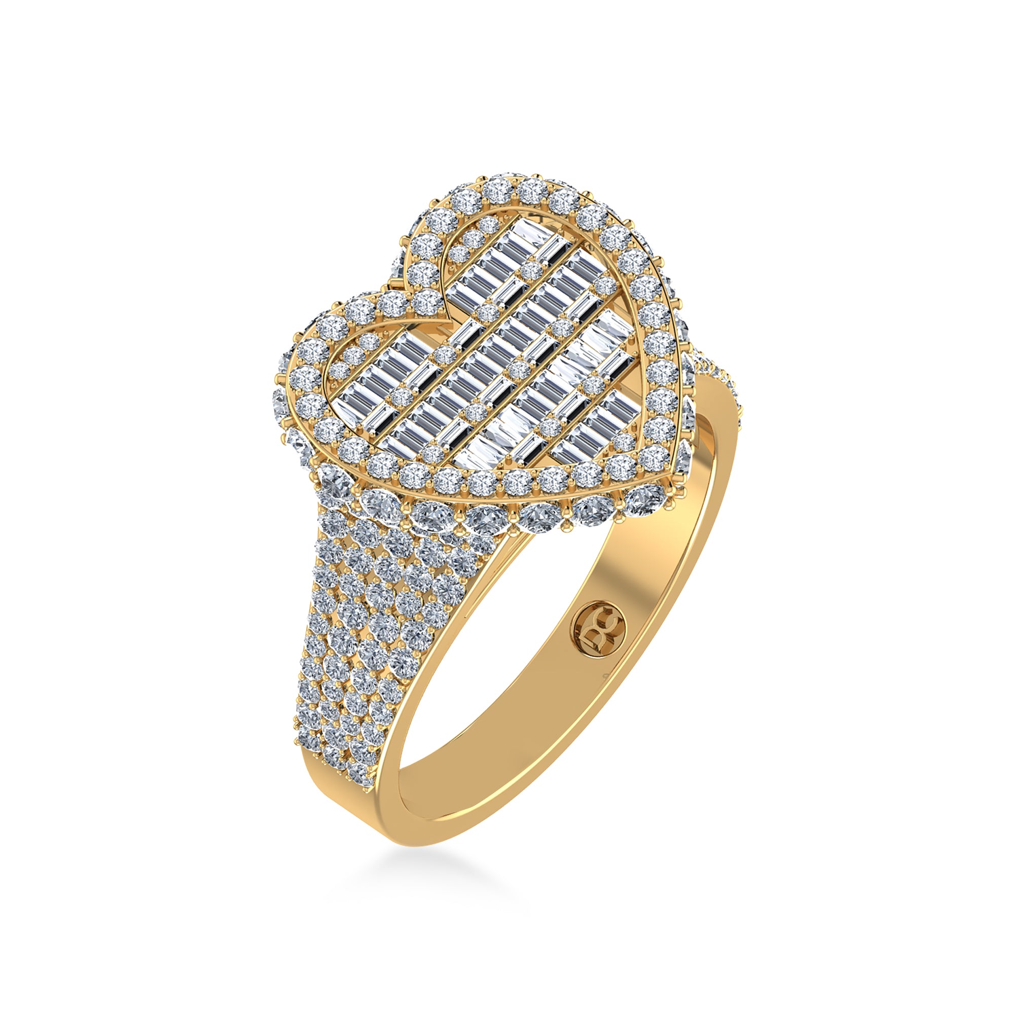 Heart Shape Lab Grown Diamond Ring| Baguette & Round Cluster Design