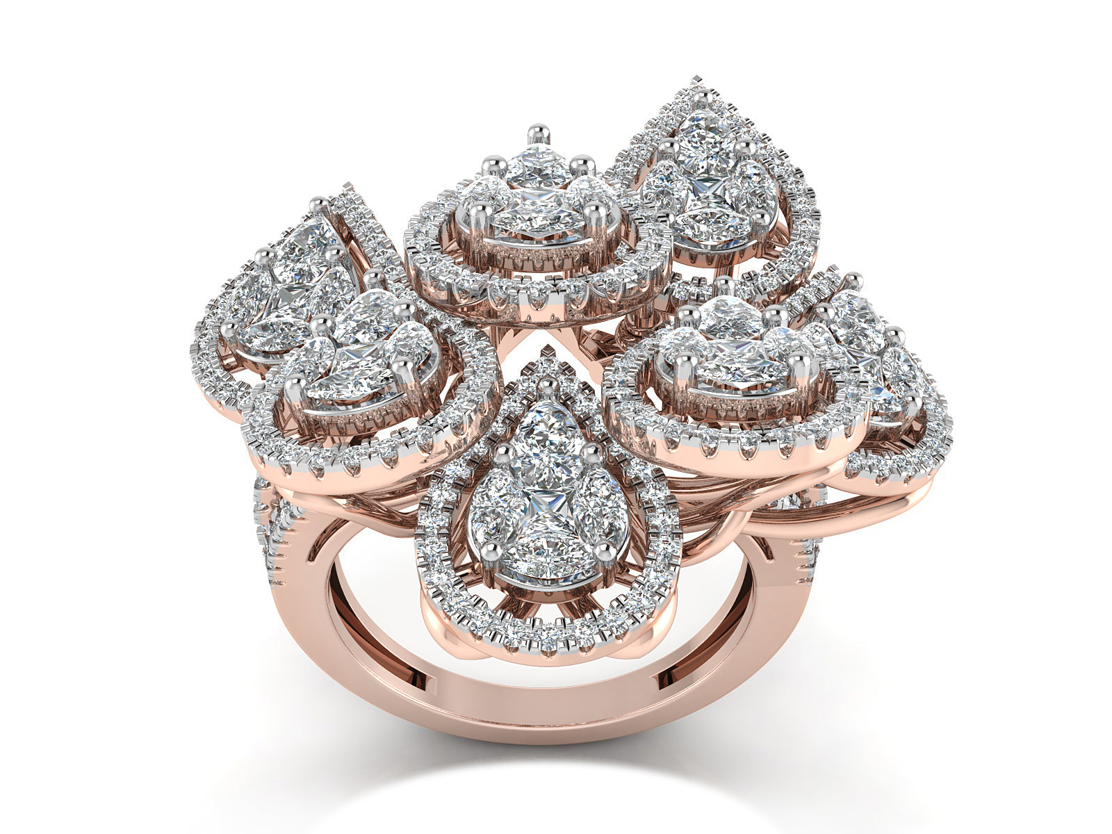 Unique Multi-Pear Diamond Ring