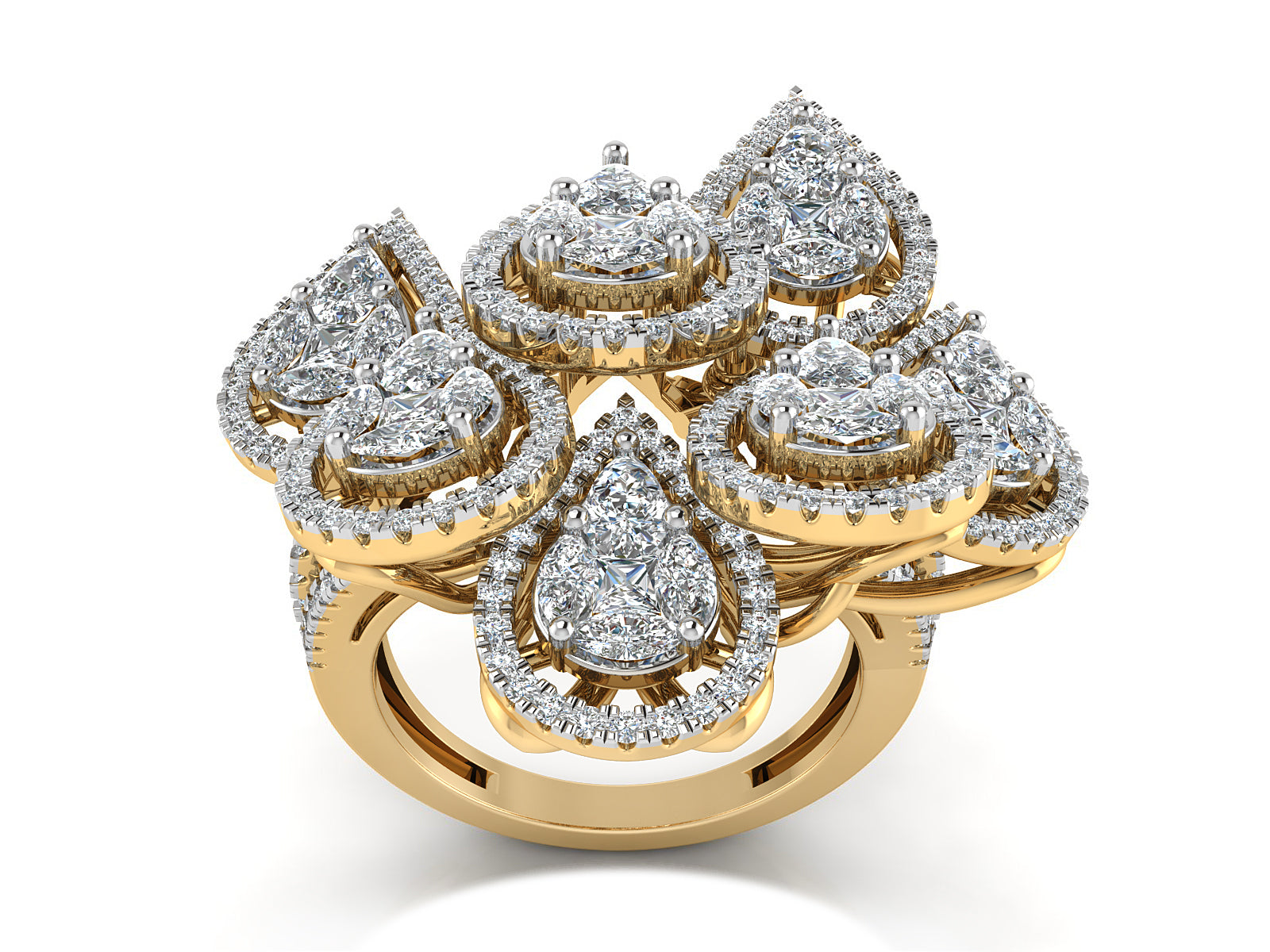 Unique Multi-Pear Diamond Ring