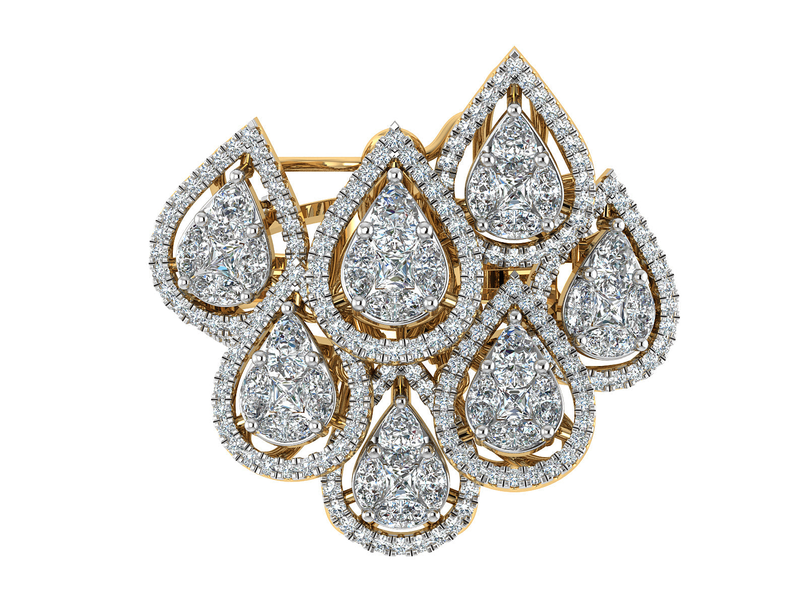 Unique Multi-Pear Diamond Ring